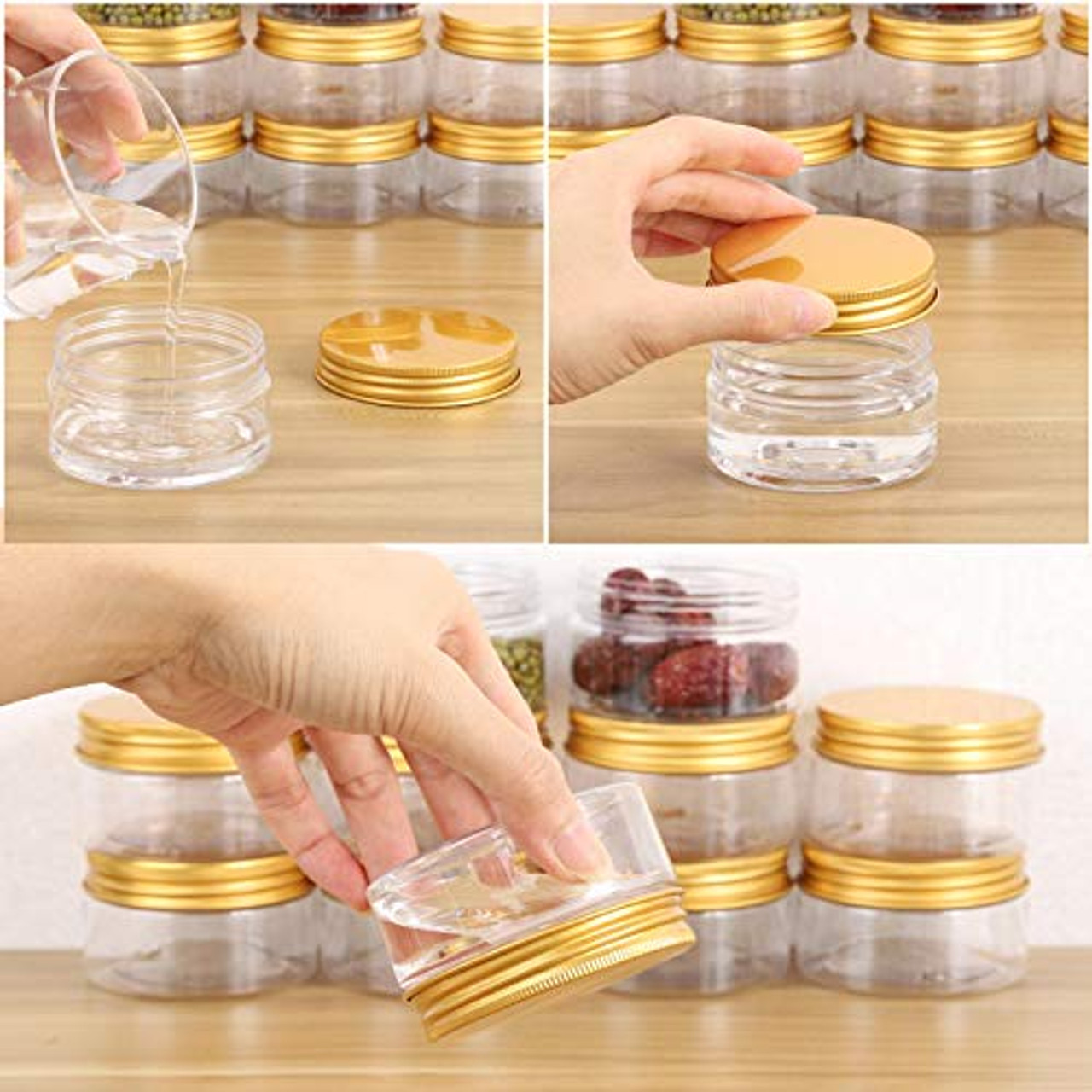 24Pack 6 oz Small Plastic Jars with Lids, Wide Mouth Food Storage Jars,  Refillable Empty Containers, Small Storage Containers for Slime, Dried  Fruit