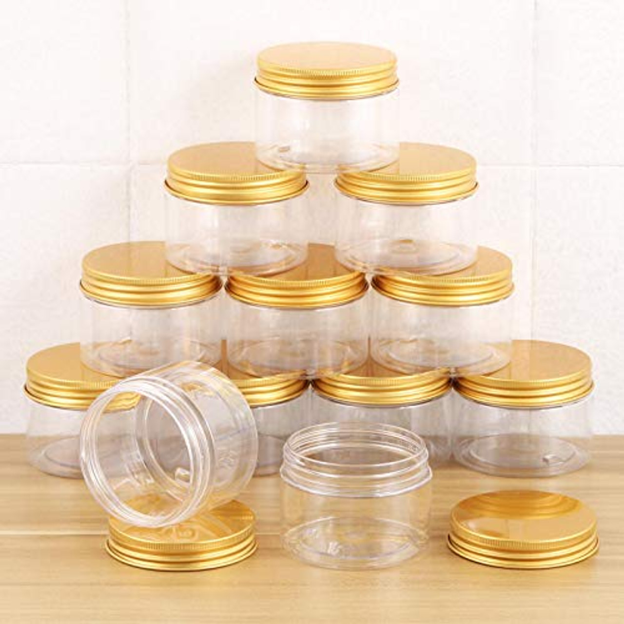 12-Pack 120ml Clear Plastic Slime Jars with Lids, Refillable Empty