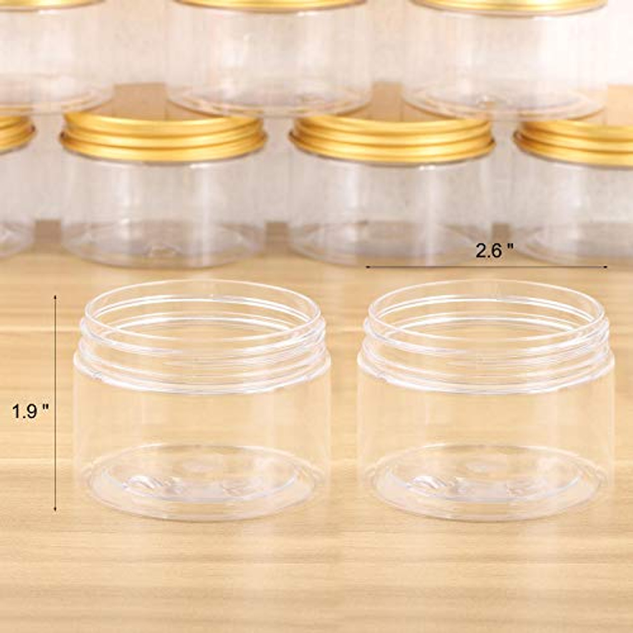 12-Pack 120ml Clear Plastic Slime Jars with Lids, Refillable Empty Round  Containers for Cosmetics, Lotions