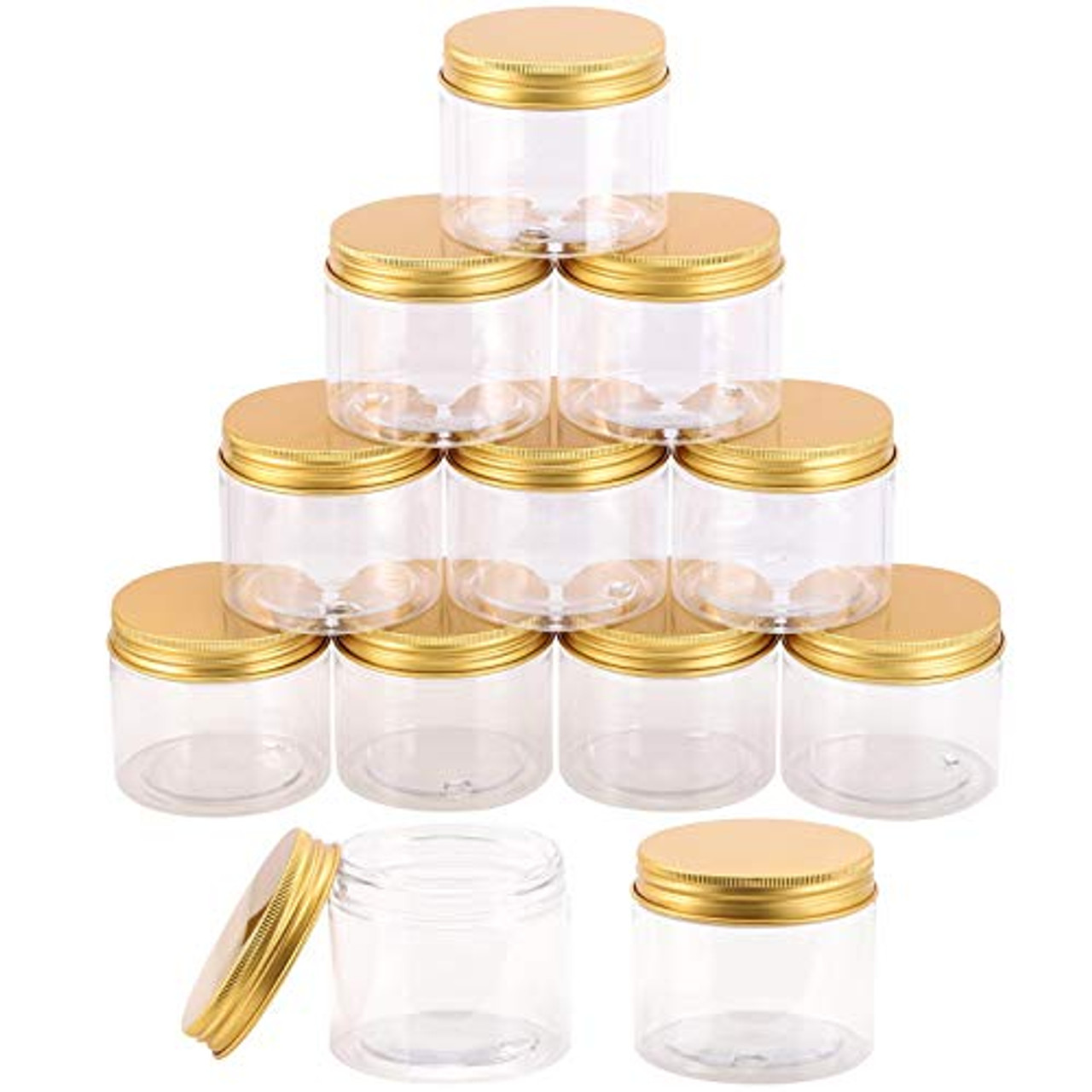 12-Pack 180ml Clear Plastic Jars with Lids, Refillable Empty Round
