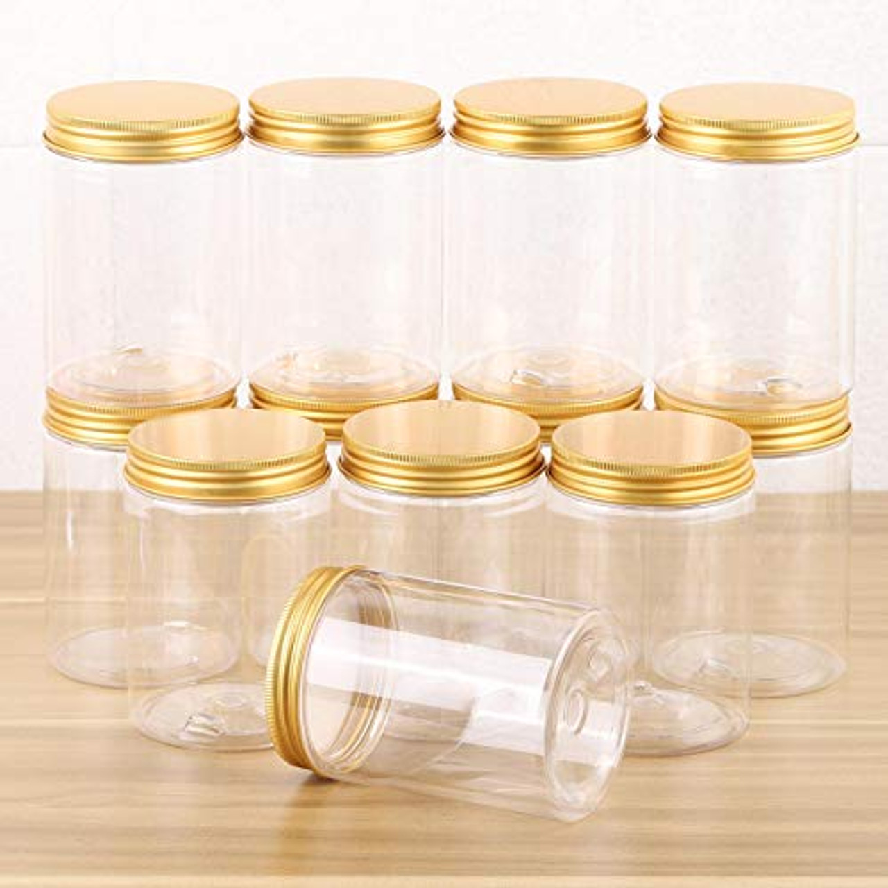 12-Pack 280ml Clear Plastic Slime Jars with Lids, Refillable Empty