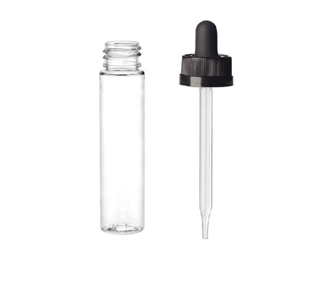 1 oz Translucent Black Plastic PET Cosmo Bullet Bottle w/ Black