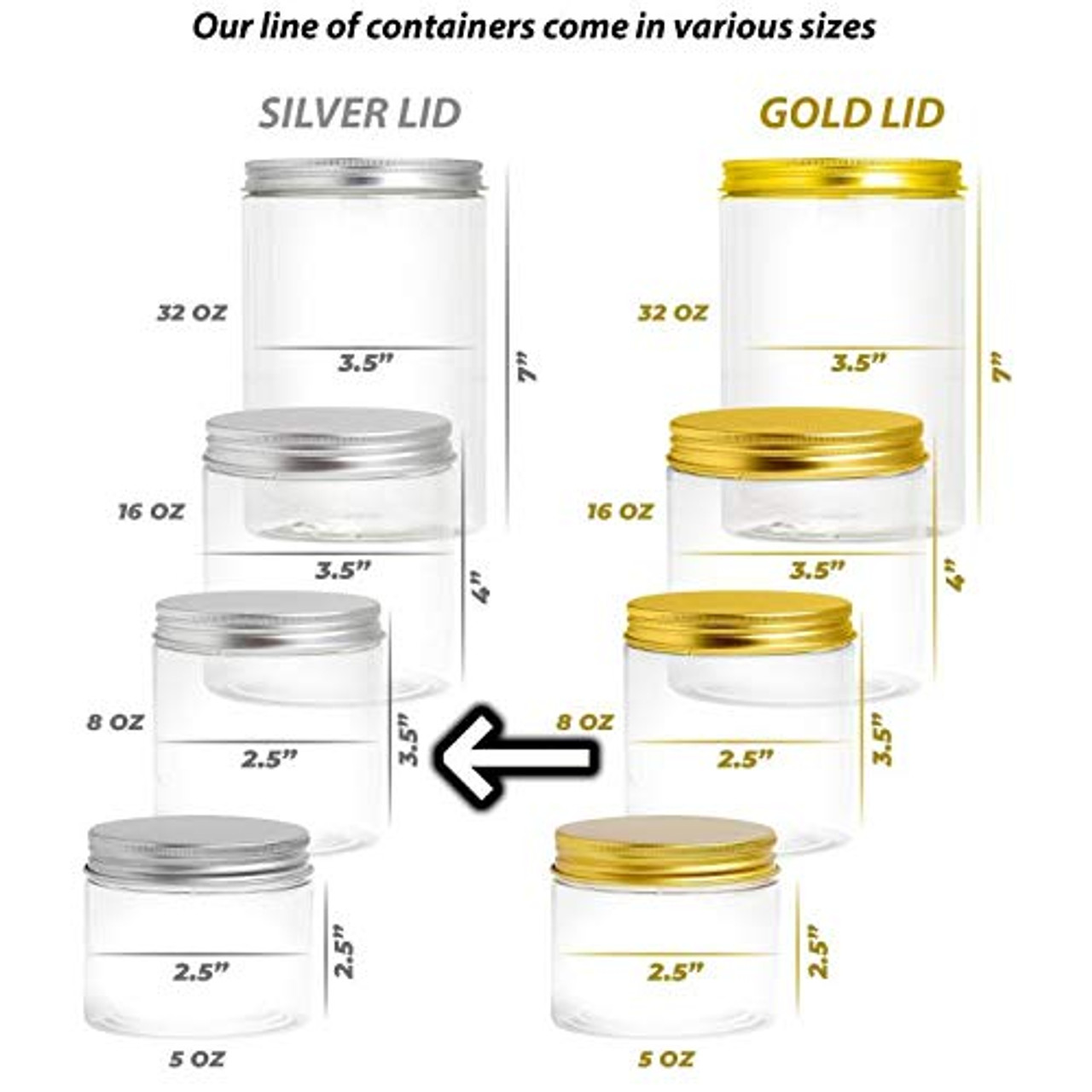 4 SLIME CONTAINERS CLEAR Plastic Jars 2 Oz 4 Oz 6 Oz 8 Oz 