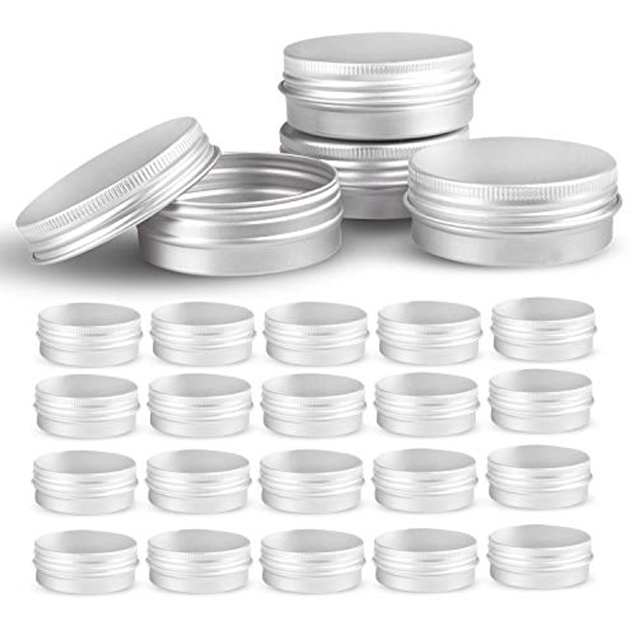 100 Pack Metal Tins 4 oz Aluminum Containers with Lids Screw Top Round Tin  Cans for