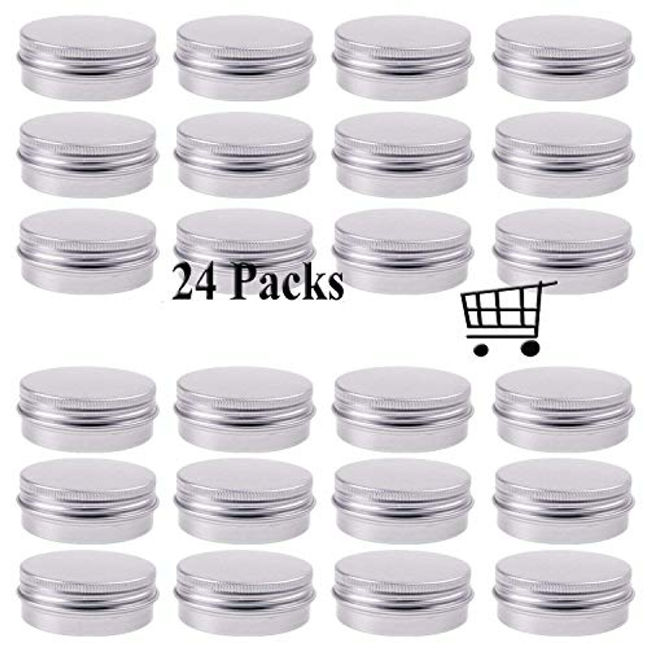 JM-capricorns 48 Pcs 1 oz Tins Silver Aluminum Tins Cans Screw Top Round Steel Tins Cans with Screw Lid Screw Lid Containers