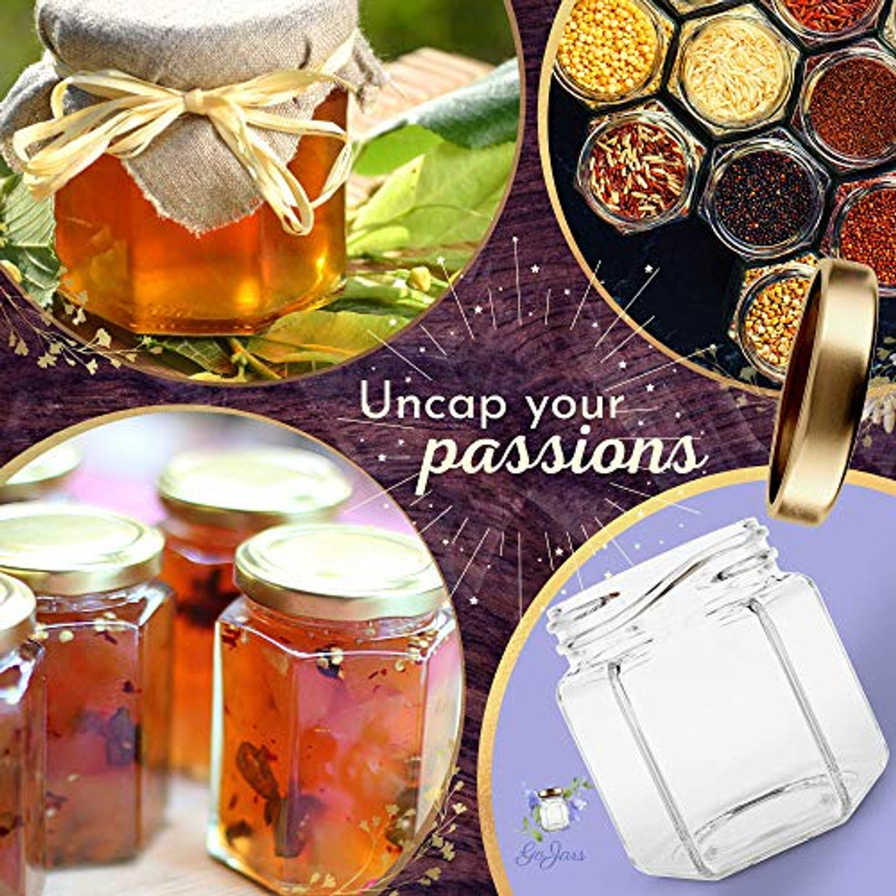 Glass Sealed Jar Hexagonal Glass Jar For Nuts, Grains, Candies, With Lid  For Kitchen Storage