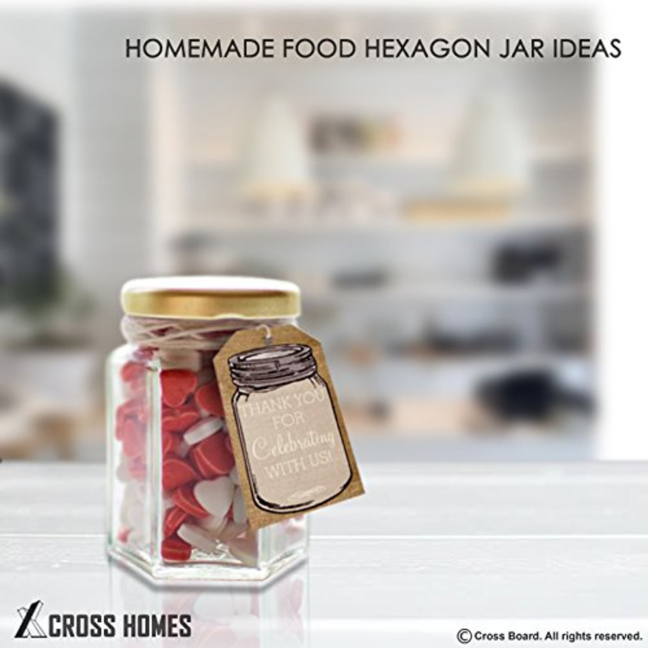 6 oz Hexagon Glass Jar with Lid (190 ml)