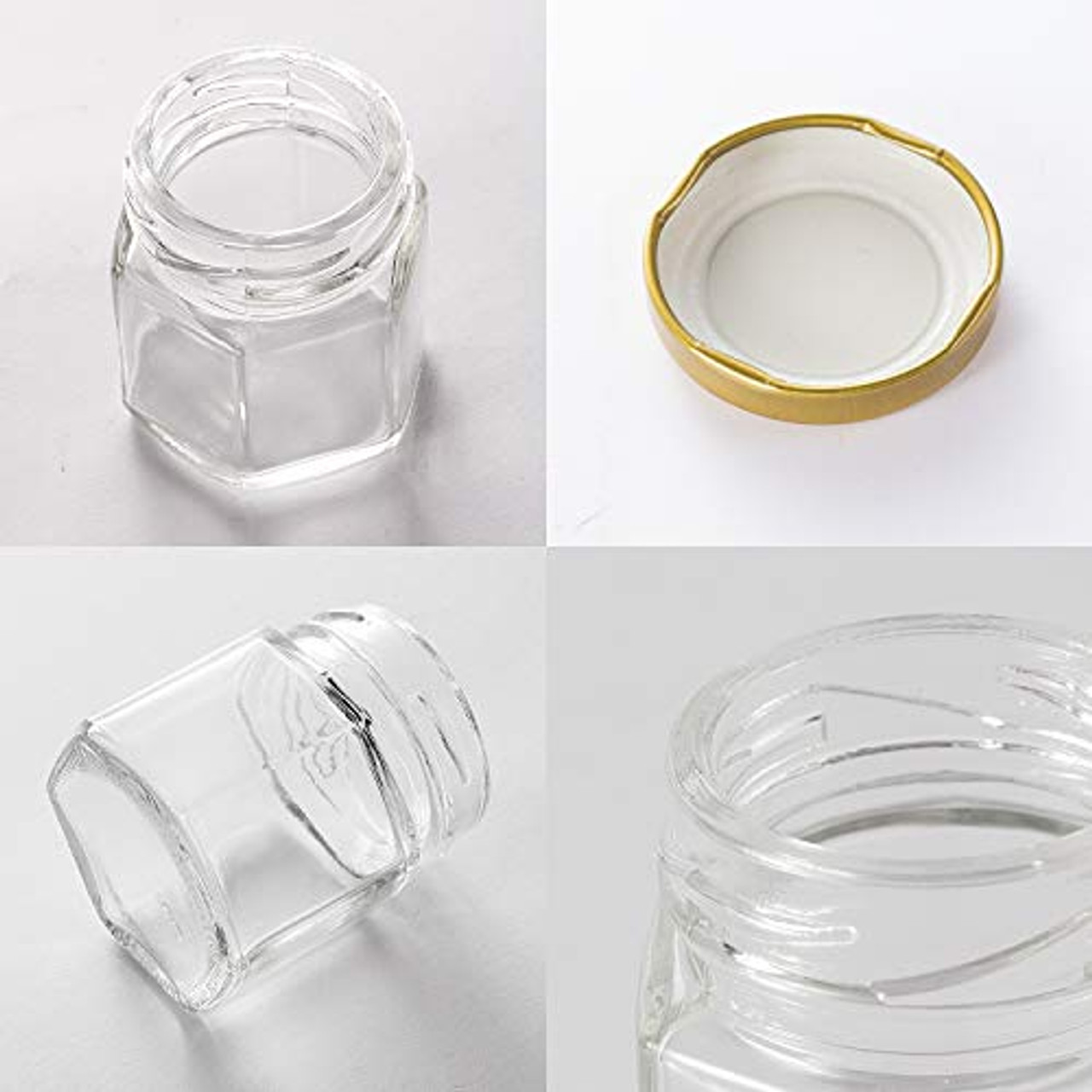 Recycled 2oz 8oz Hexagonal Glass Spice Jar 45ml Honey Jar Clear