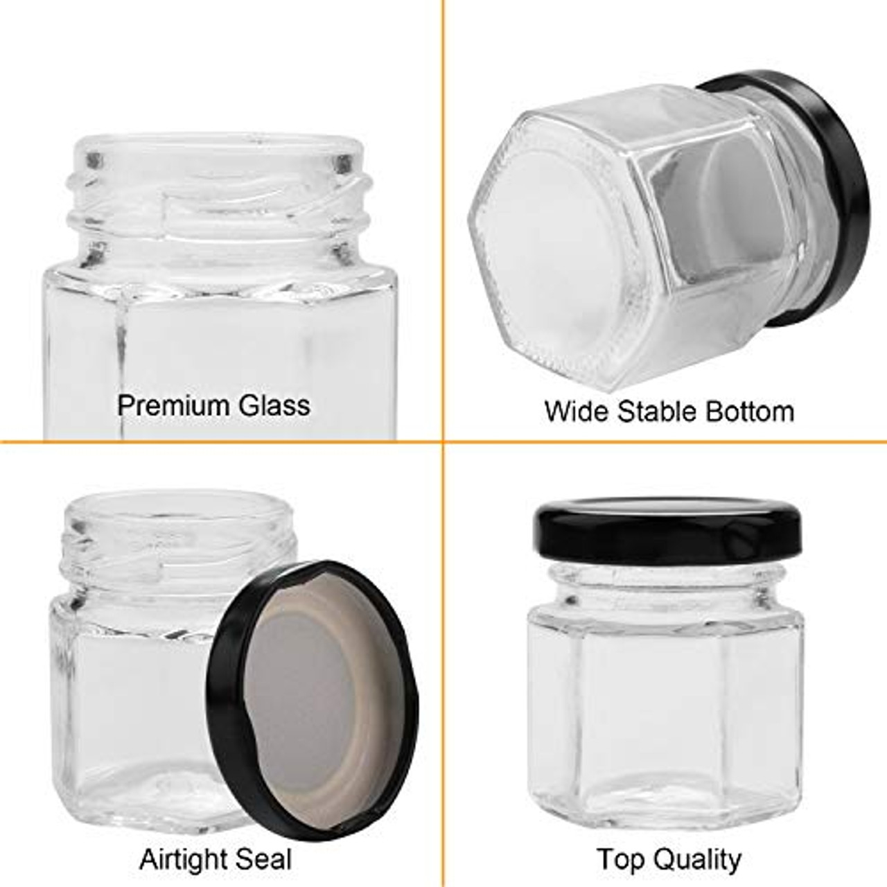 6oz Glass Jars With Lids, Small Mason Jars Wide Mouth, With Black Lids, 30  Pack