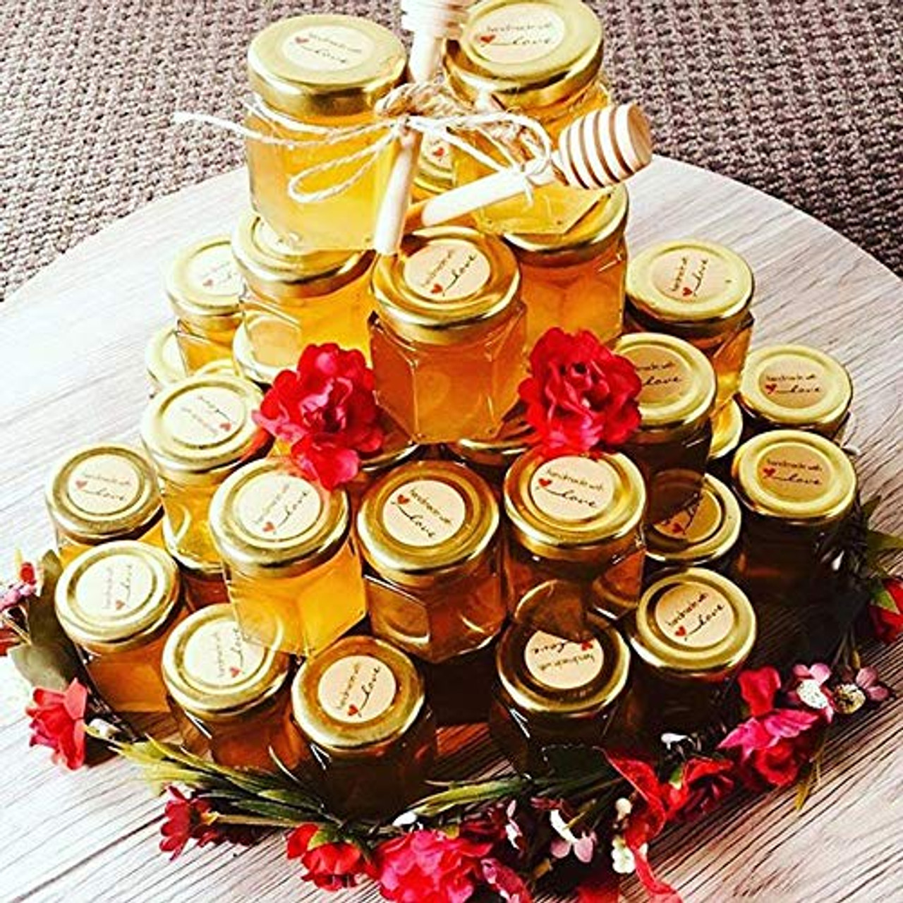 CycleMore 4oz Hexagon Glass Jars with Gold Lids, Clear Glass Canning Jars  Jam Jars Bottles for Jams, Honey, Wedding Favors, Baby Foods, Gifts and