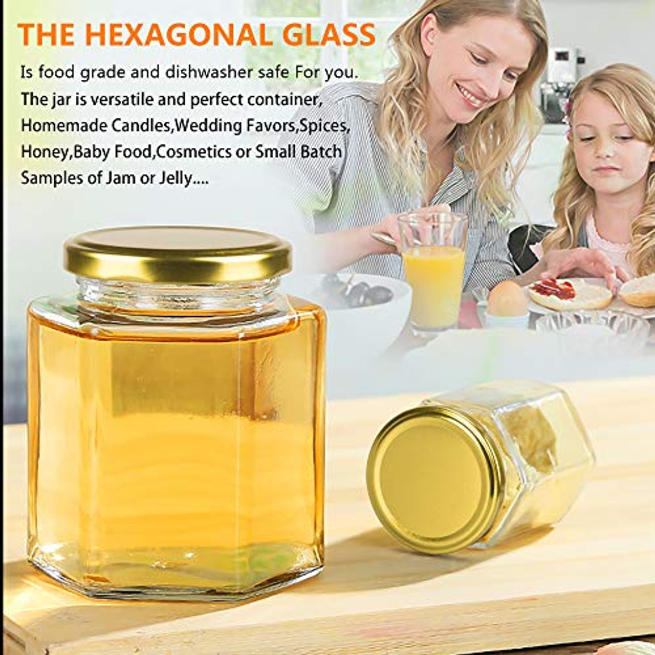 Honey Glass Jars, 16 Oz., 12 Pack