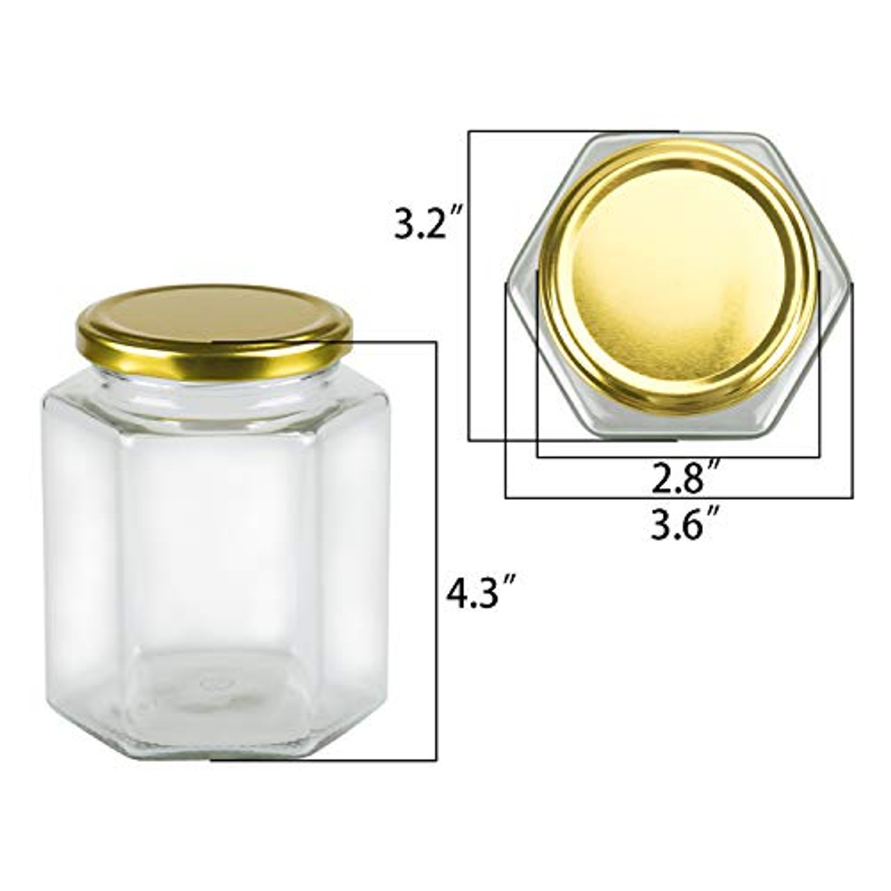 Glass Jars 16oz,Clear Hexagon Glass Jars With Lids Black,Mason Jars For  Honey,Foods,Jams,Liquid,Spice Jars Herd Jars Canning Jars Food Storage  Kitchen