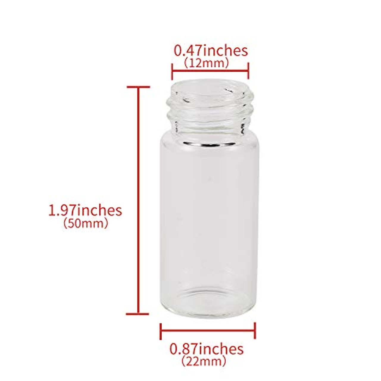 100PCS Lab Sample Vials 10ml Small Glass Bottle Mini Jars+Aluminum Crimp  Lid Top
