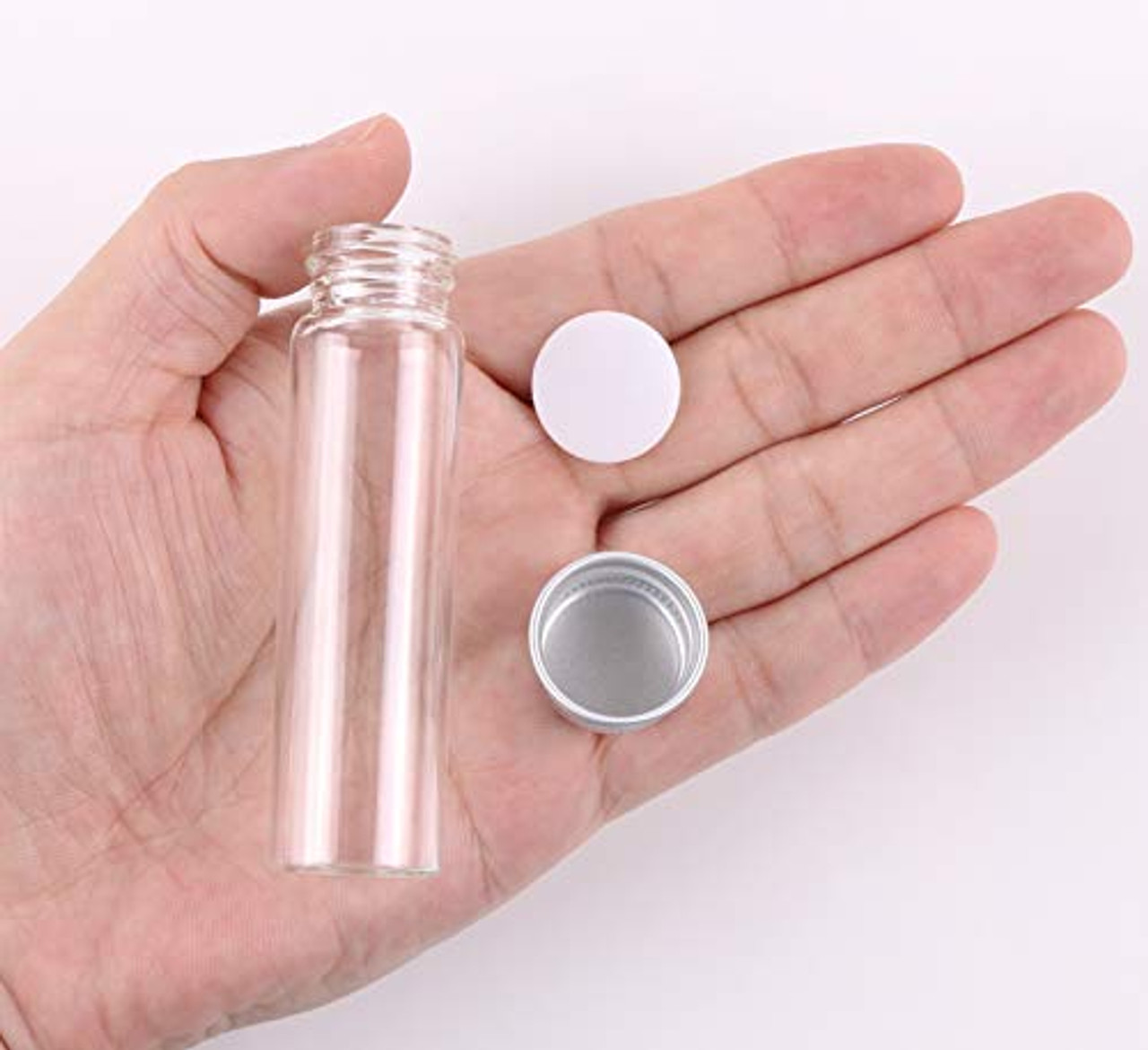 MaxMau Small Glass Bottles with Aluminum Screw lids Clear 20