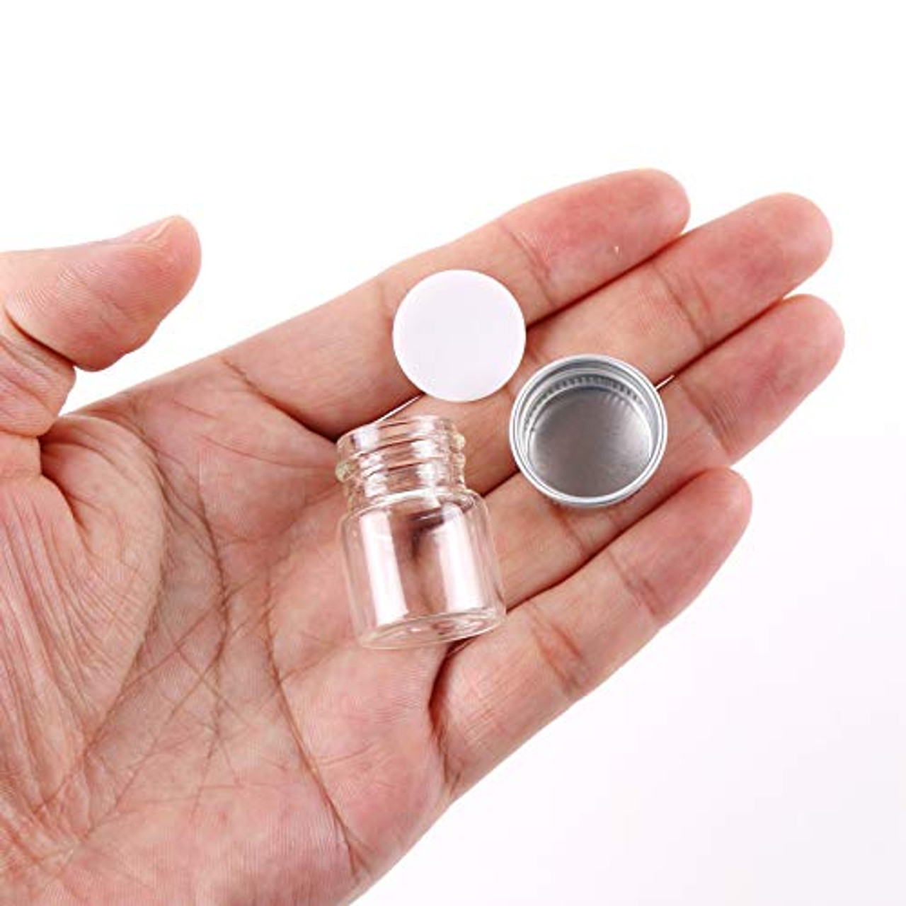 MaxMau Small Glass Bottles with Aluminum Screw lids Clear 20