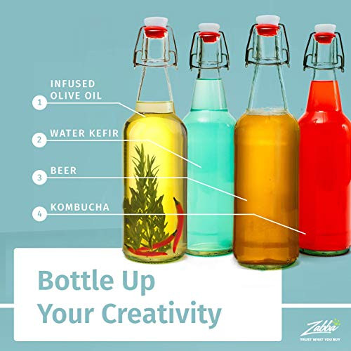 Otis Classic Swing Top Glass Bottles - Set of 6, 16oz w/ Marker