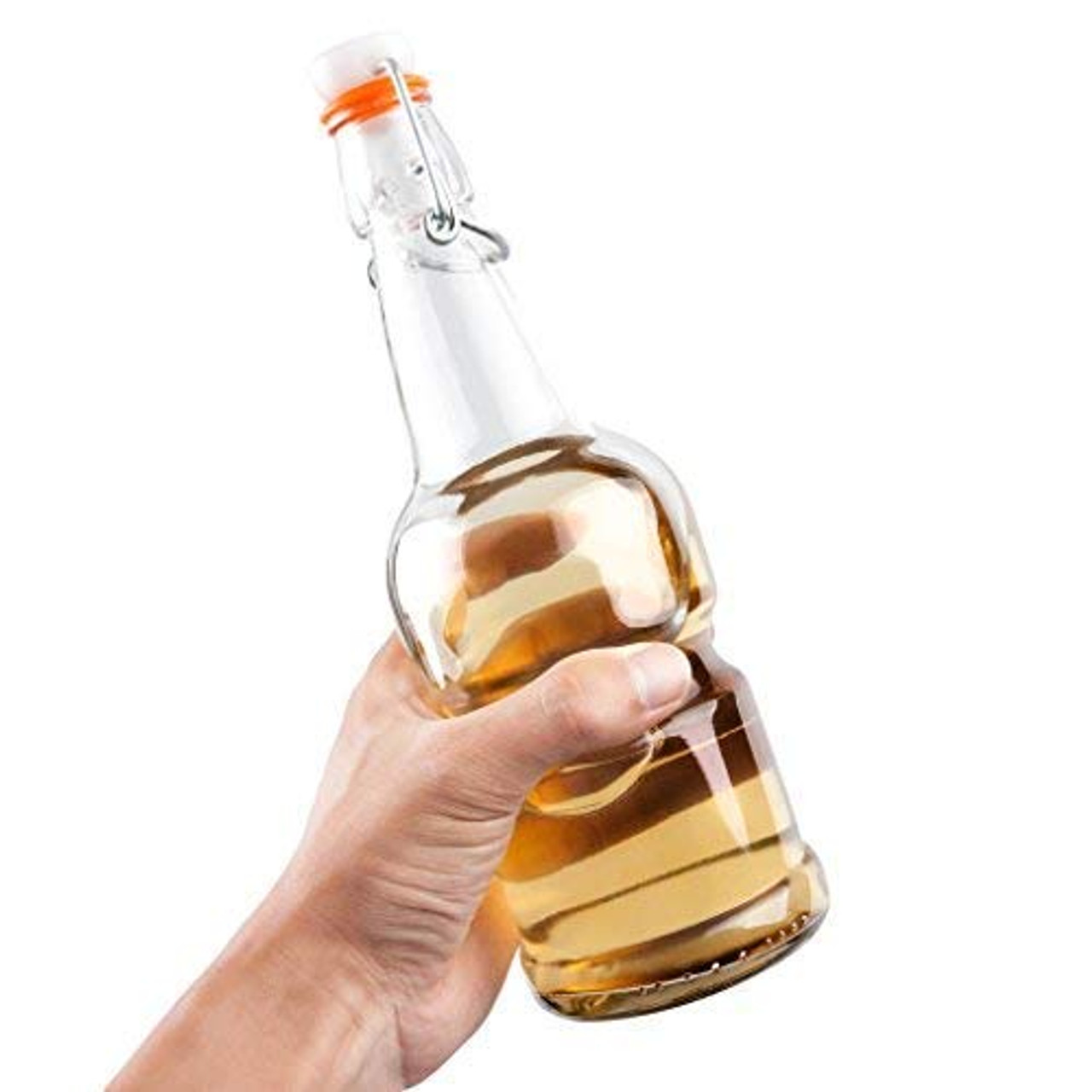 Clear Glass Bottle 6 Pack 12 oz (375 ml) with Cap Hot Sauce Oil Jam for  Beverages Oils Kombucha Kefir Vinegar Beer Airtight Caps and Leak Proof  Lids