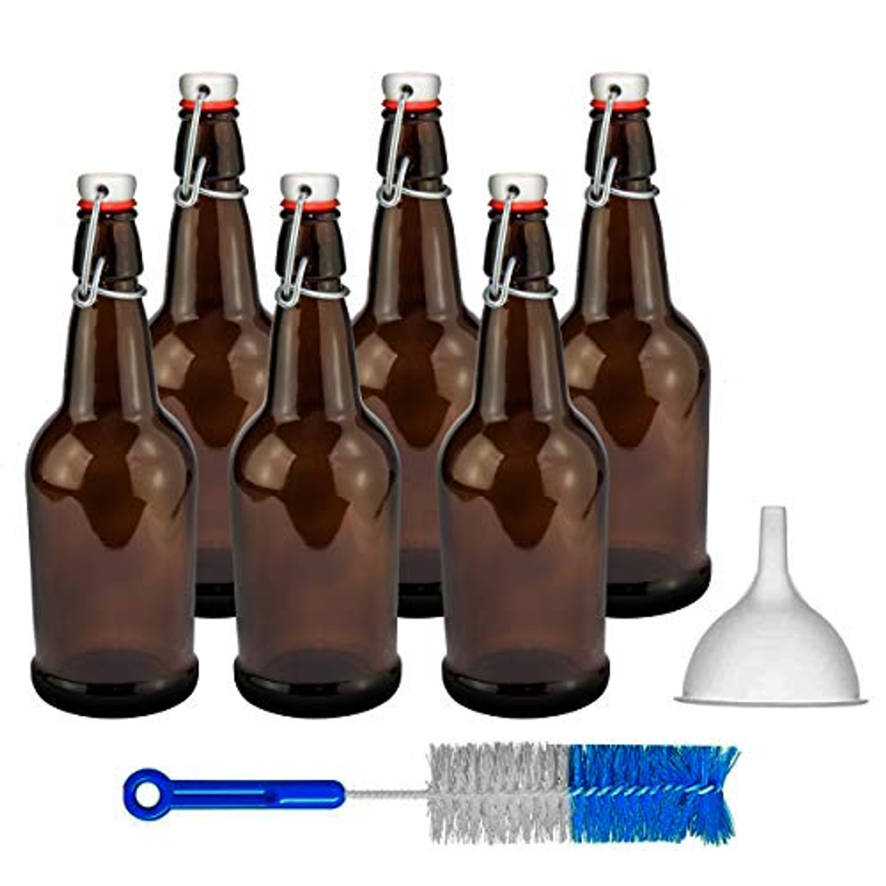 Glass Bottles with Swing Top Lids, Clear Glass Bottles for Home Brewing,  Kombucha, Beer, and Other Liquor,16 Ounce, 12 Pack by Chef's Star