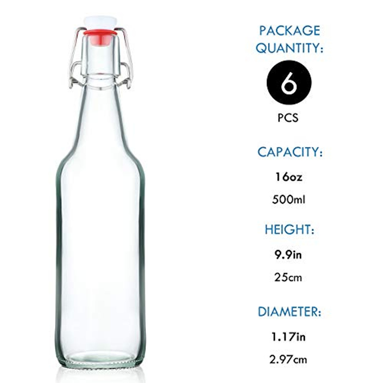 16oz French Square Glass Bottle for Extract Making (Retail