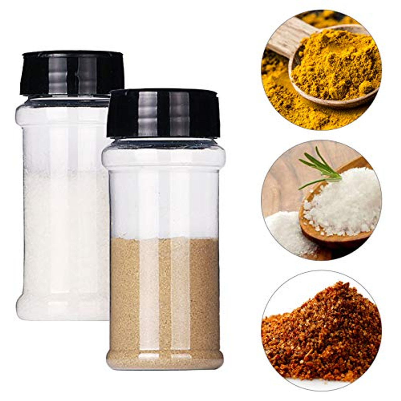 3-Oz Empty Clear Plastic Spice Containers with Lids and Labels