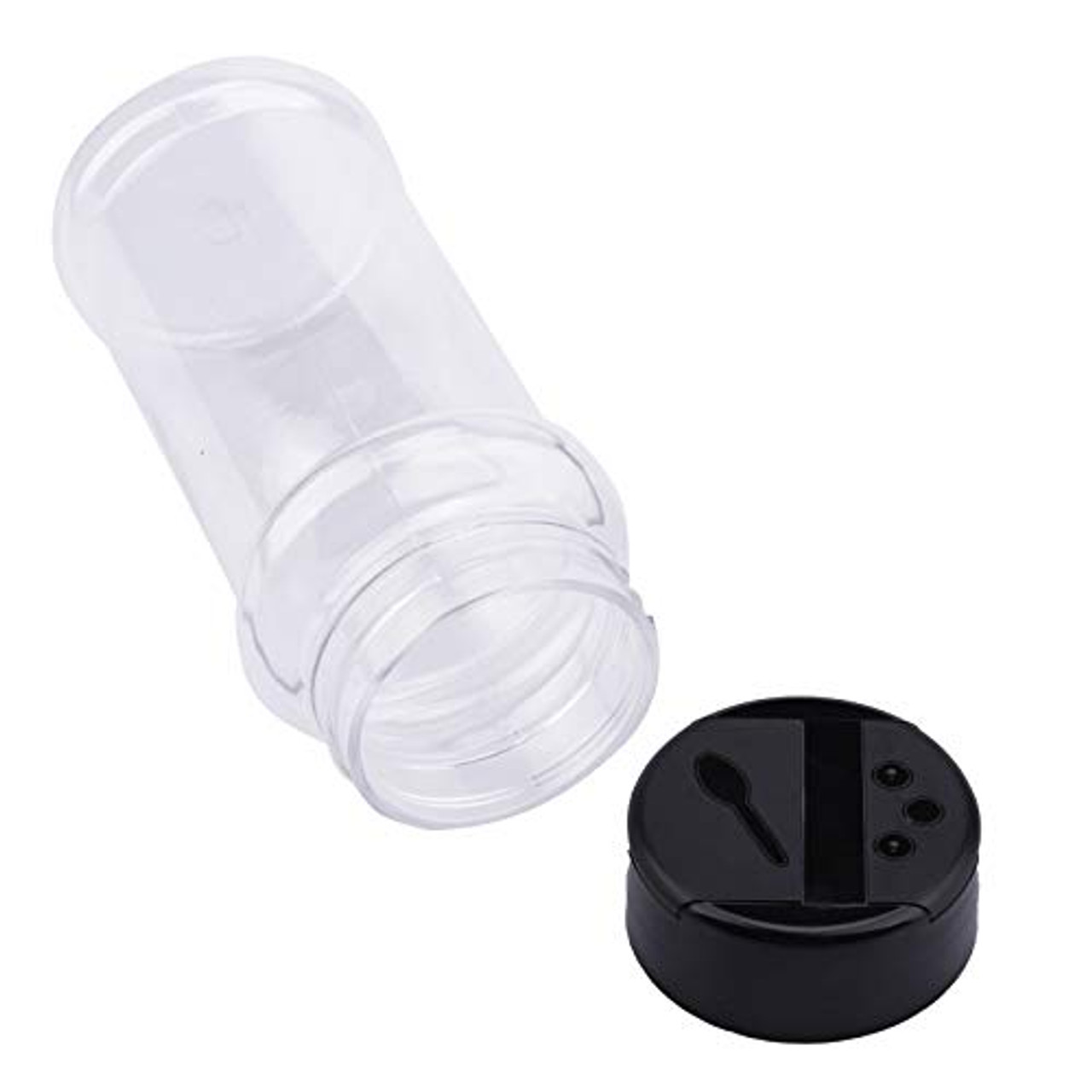 12 Pack of 6 Oz. Empty Clear Plastic Spice Bottles With Black Lids