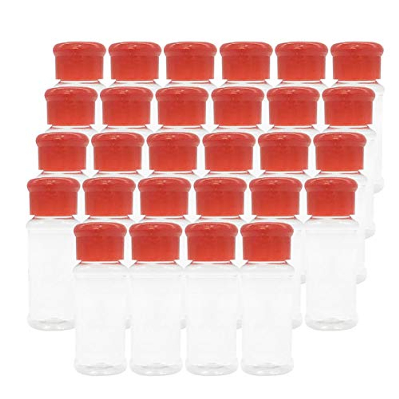 Set of 28 Pcs Empty Plastic Spice Bottles for Storing Barbecue Seasoning Salt Pepper Shaker Bottles for Glitters 2.5 Fluid Ounces 75 ml Red