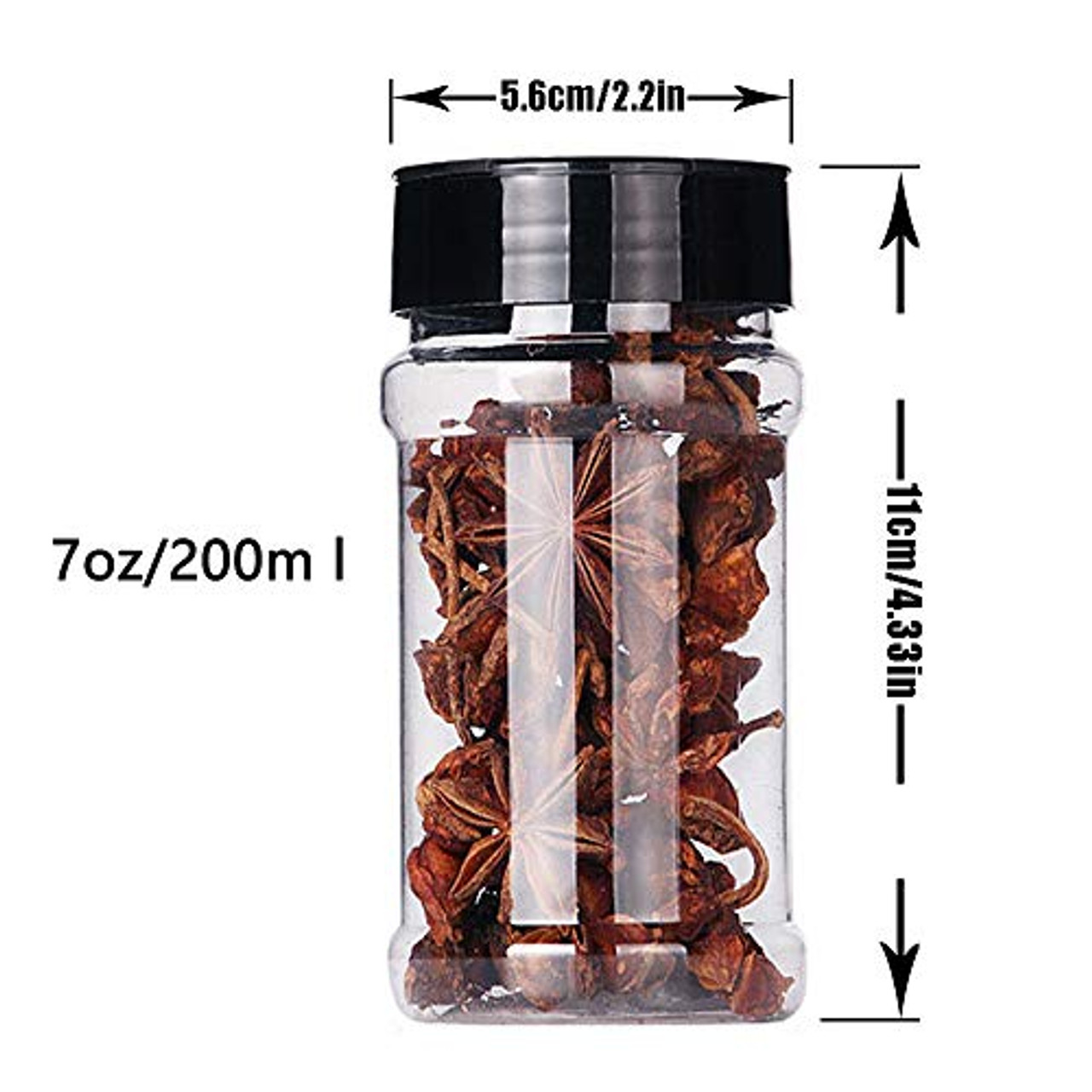 16 Pack 17 Fluid Oz Clear Plastic Spice Jars Spice Containers Spice Bottles Seasoning  Organizer With Black Lids – Casazo