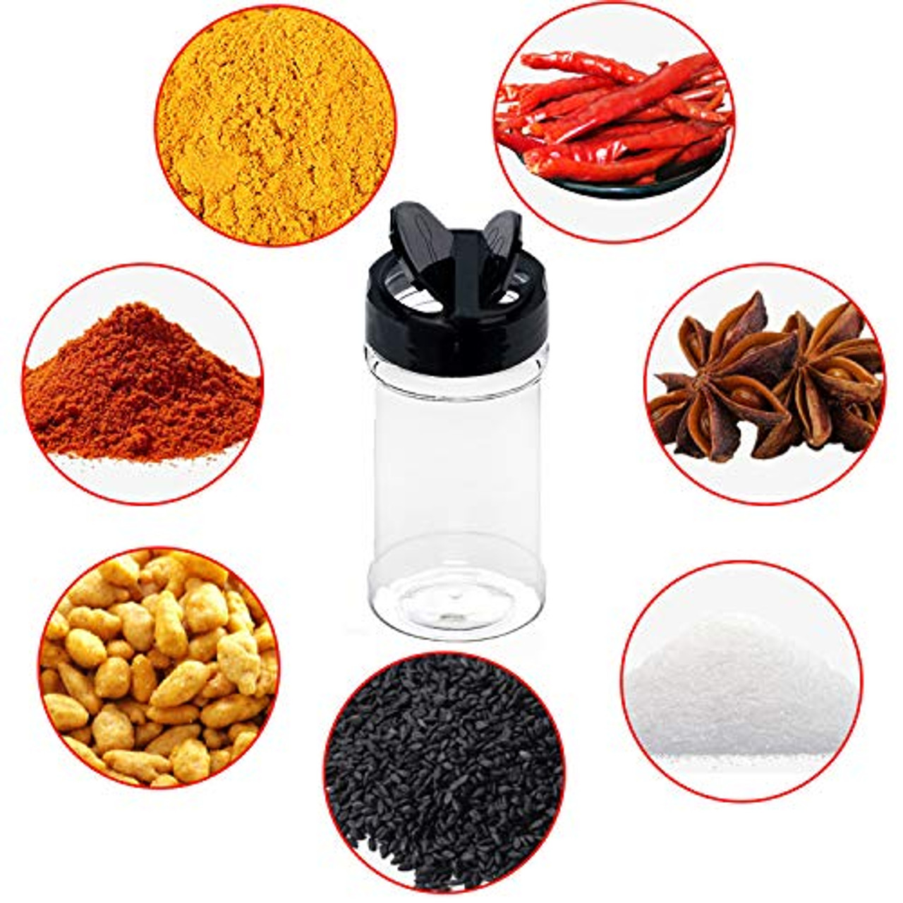 Set of 12Pcs Empty Plastic Spice Jars with Black Cap,Spice Containers for  Storing BBQ Seasoning
