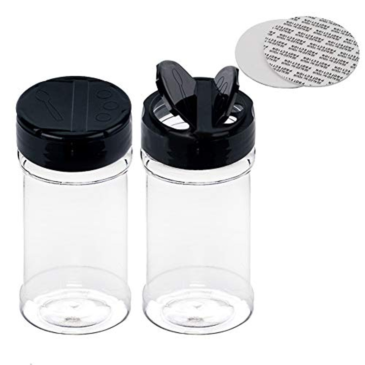 Set of 12Pcs Empty Plastic Spice Jars with Black Cap Spice Containers for Storing BBQ Seasoning Salt Pepper Glitter Shakers Bottles 5.7oz 170ml