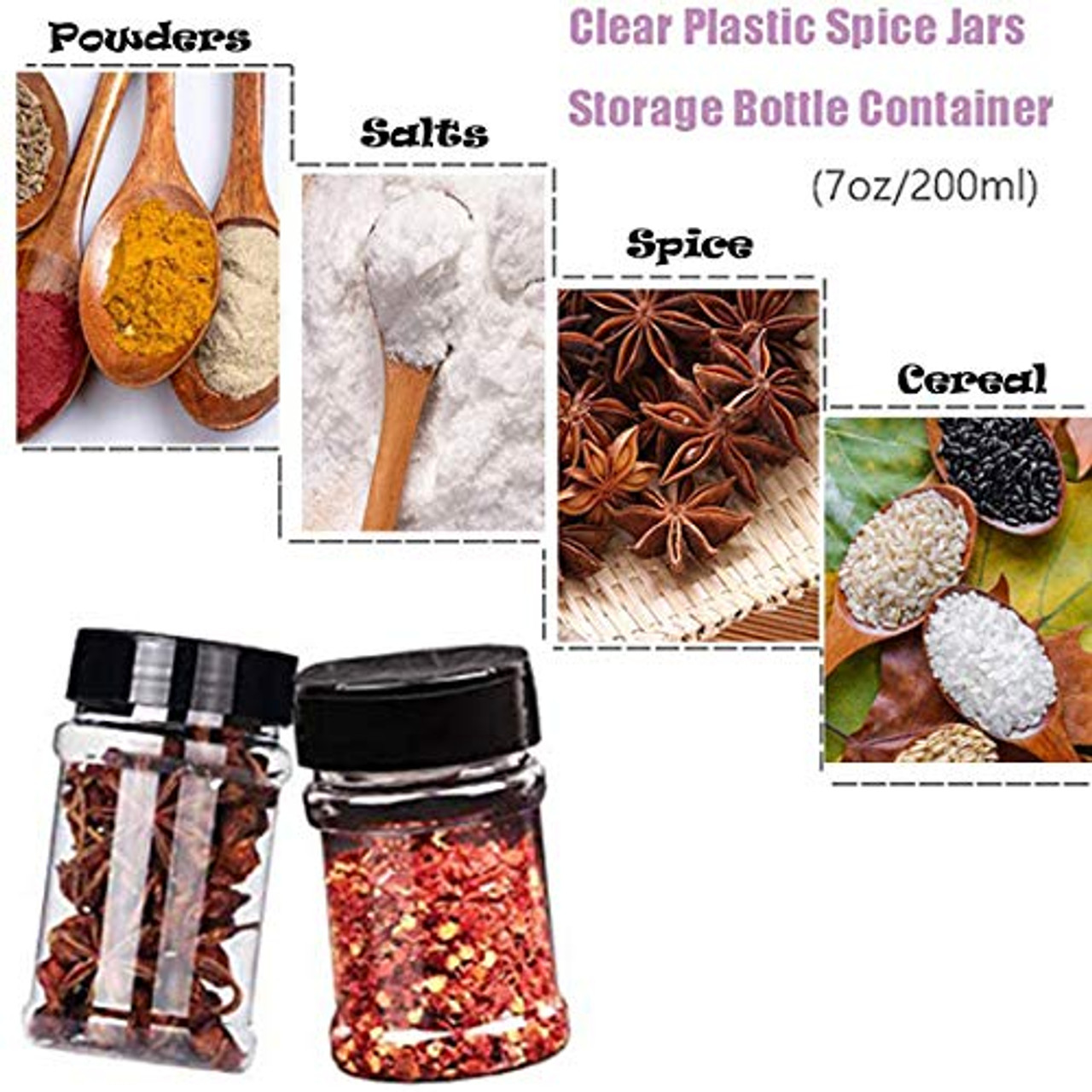 Mimorou 30 Pack 8.7 oz Plastic Spice Jars with Shaker Lids Clear Seasoning  Containers Spice Bottles for Kitchen Storing Spice Herbs Seasoning Powders