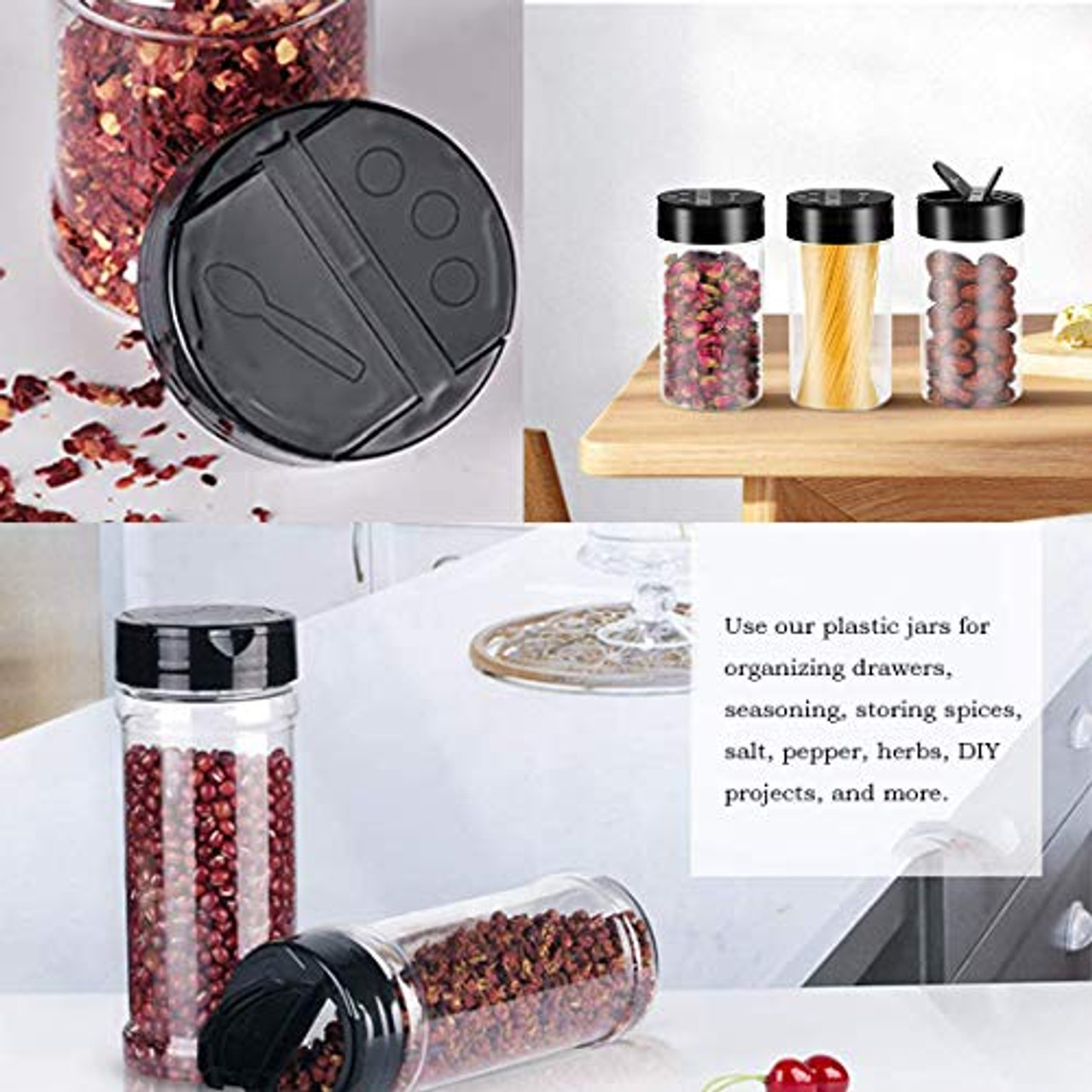 Spice Containers Plastic, Kitchen PP Condiment Containers with Lids Spice  Jars, Small Spoons for Spice Jars Moisture-Proof Seasoning Containers,Seasonings  Container Set for Storage Spices 
