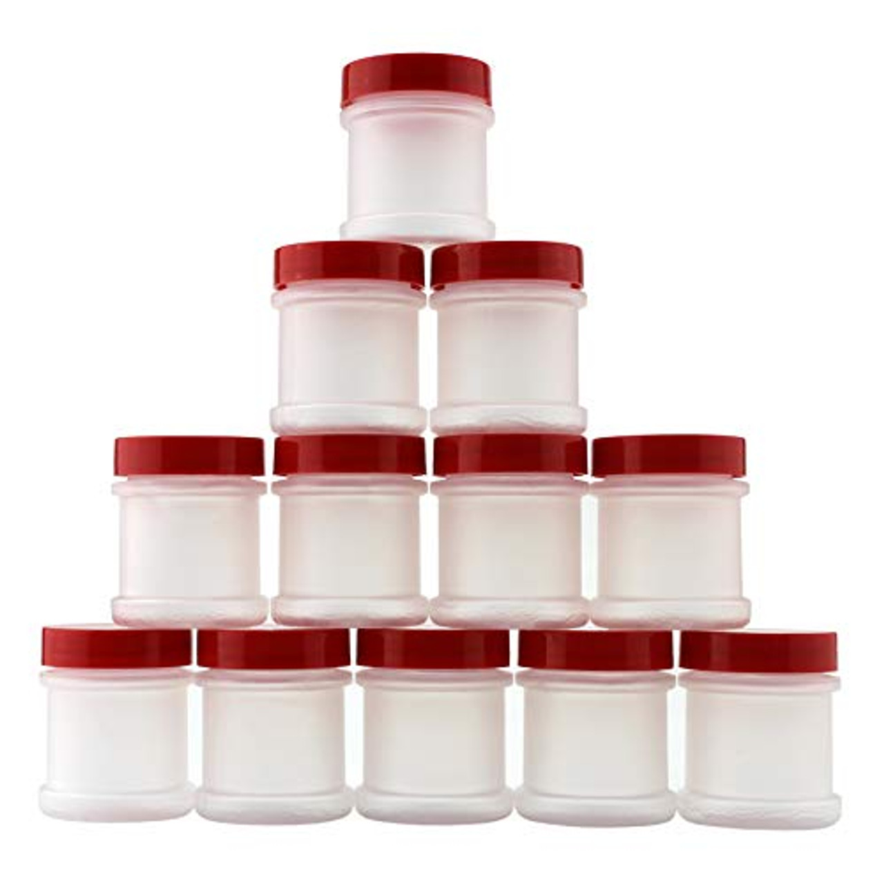 Cornucopia Mini Plastic Spice Jars w/Sifters (12-Pack); 2 Tablespoon Capacity (1 Fluid Ounce) Spice Bottles for Travel, Glitter, Gifts, Favors Red