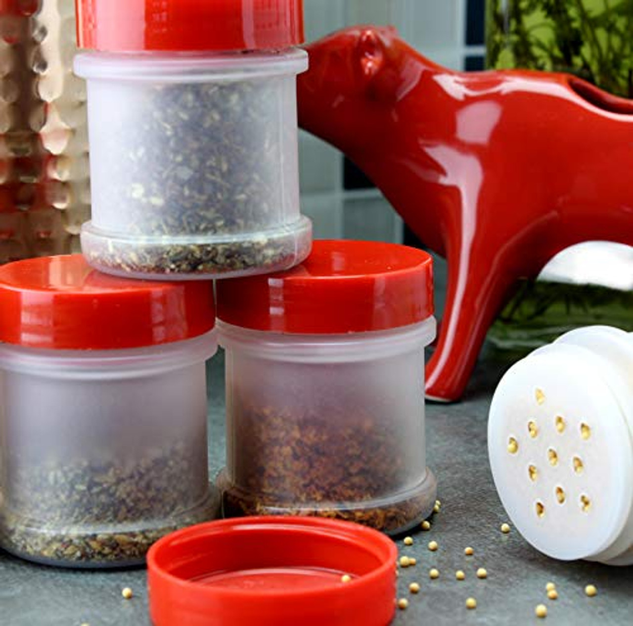 Spice Jar Pet, Red Cap W Sifter - 7 oz