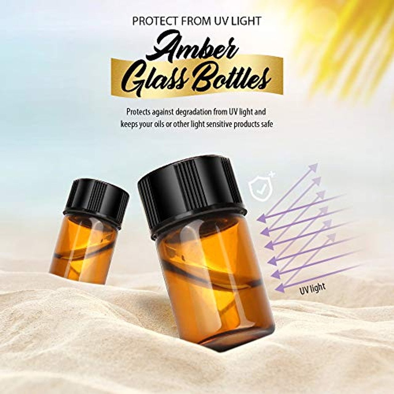 Enslz 100Pieces Amber Glass Mini Small Empty Perfume Sample Bottles Travel  Refillable Aromatherapy Essential Oils Liquid Fragrance Sample Vials With