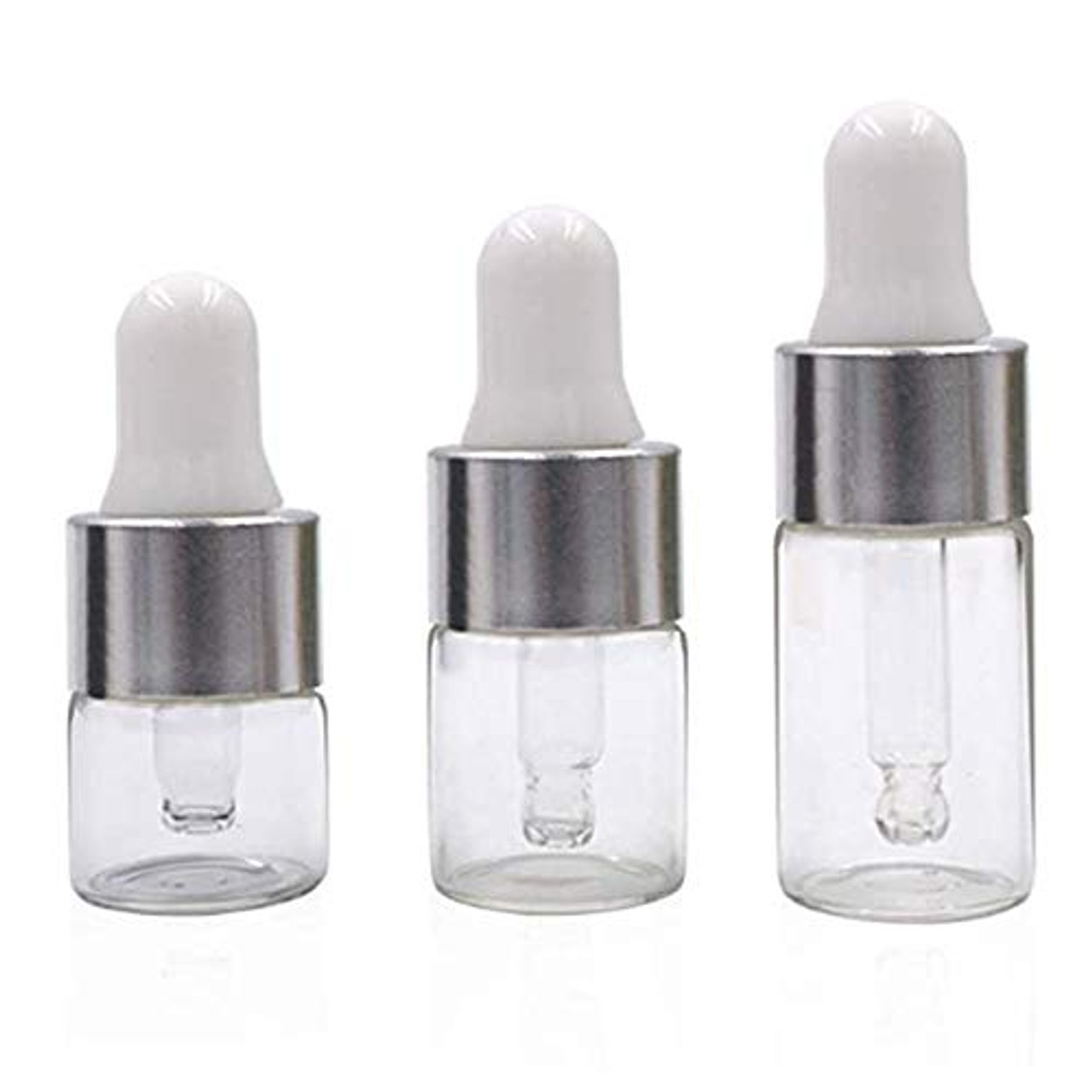 Enslz 100pcs Perfume Samples Mini Bottles with Black Lid Empty Glass Vials Dropper Bottle for Travel and Party (3ml)