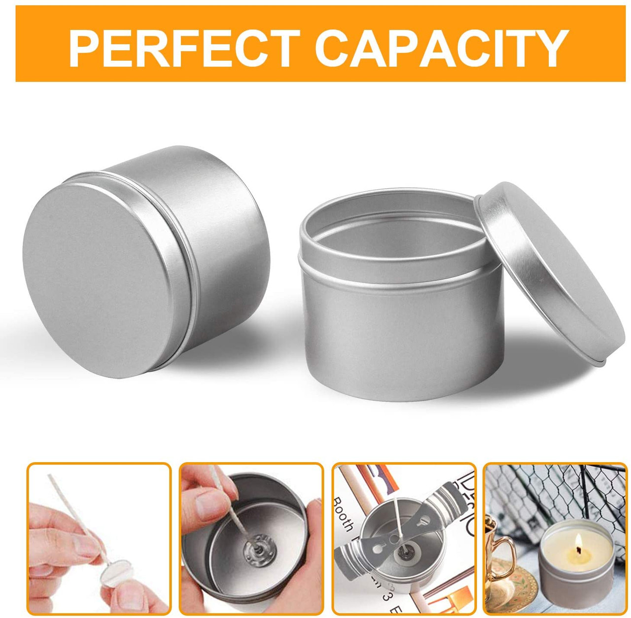 Candle Tins 24pcs 4oz for DIY Candle Making Round Storage