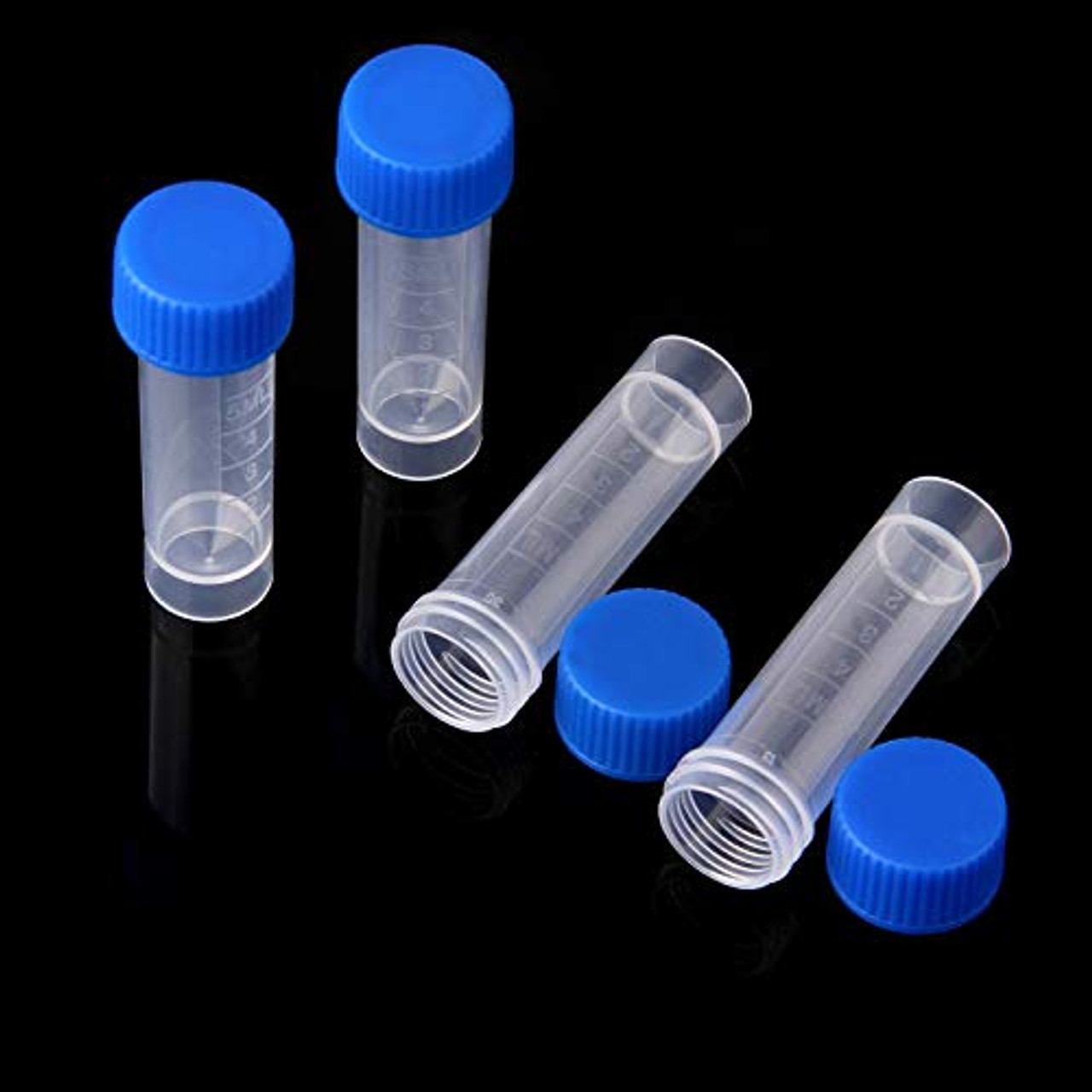 5ml Plastic Test Tubes Screw Caps Small Bottle Vial Storage Vial Storage  Container for Lab-50pcs