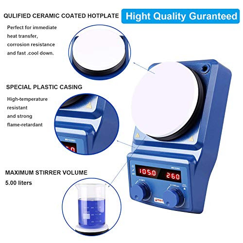 Four E's 5 Inch LED Digital Hotplate Magnetic Stirrer with Temp