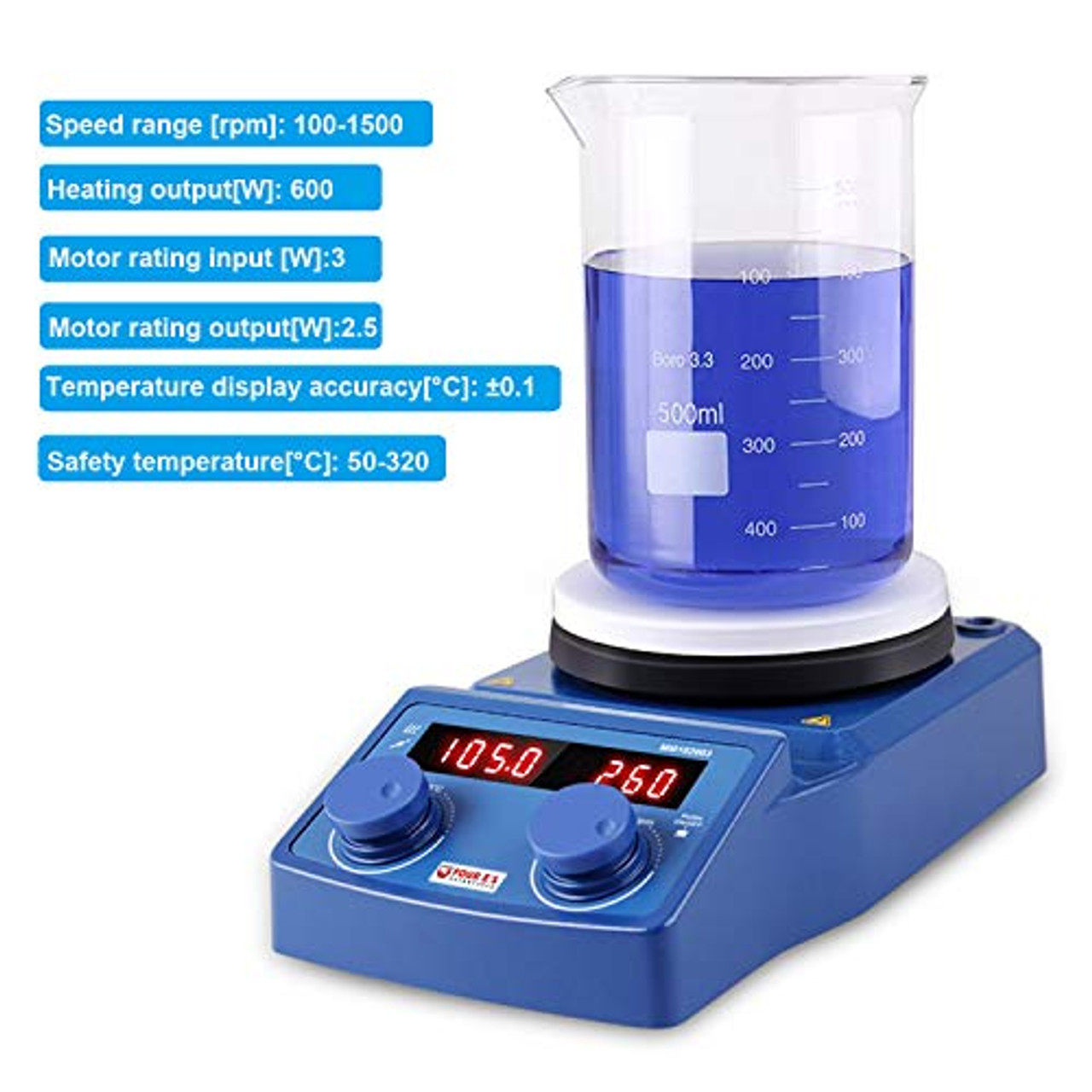 ONiLAB 5 inch LED Digital Hotplate Magnetic Stirrer Hot Plate with Ceramic  Coated Lab Hotplate, 280℃ Stir Plate, Magnetic Mixer 3,000mL Stirring