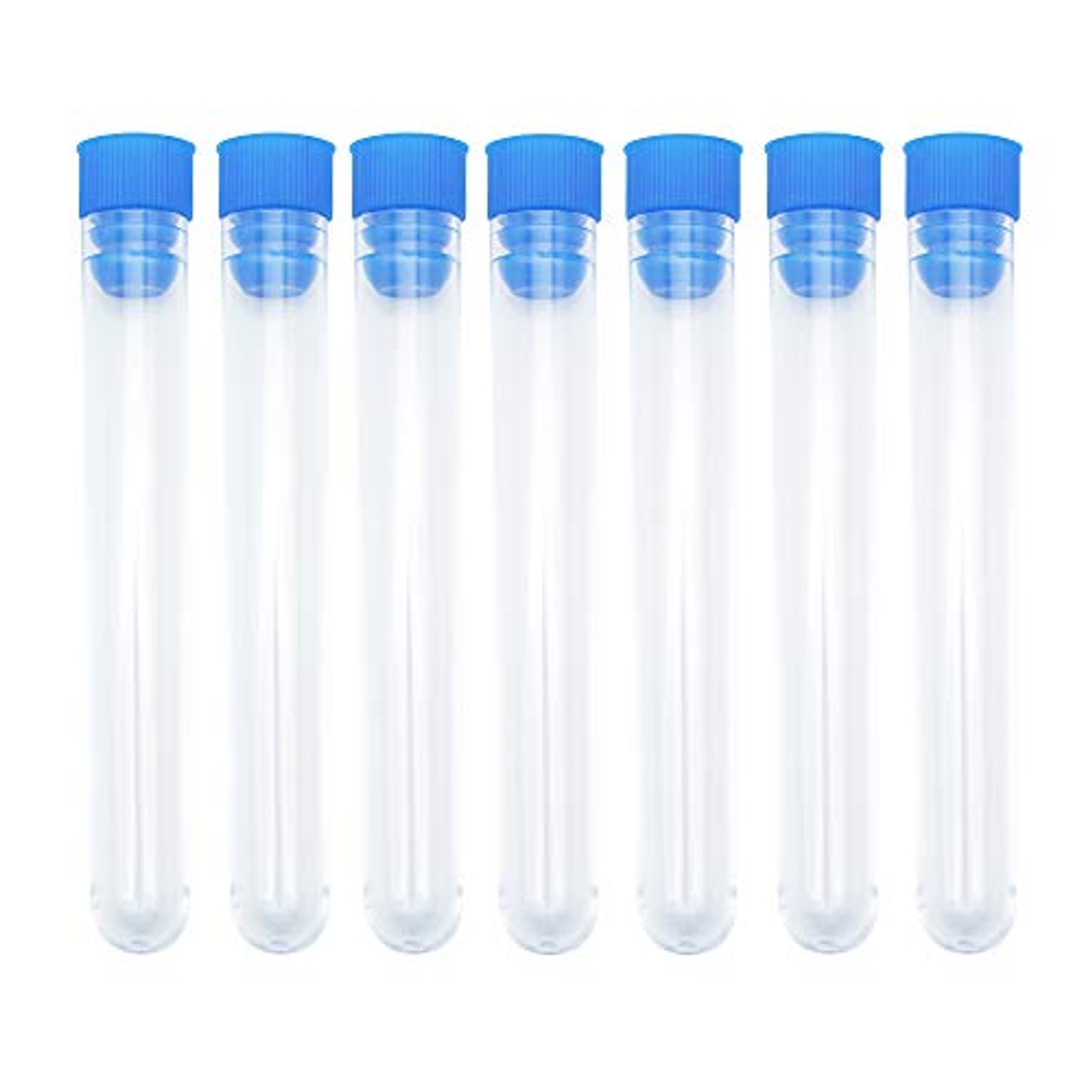 Eowpower 10ml 16x100mm Clear Plastic Test Tubes with Blue Caps, Pack of 50