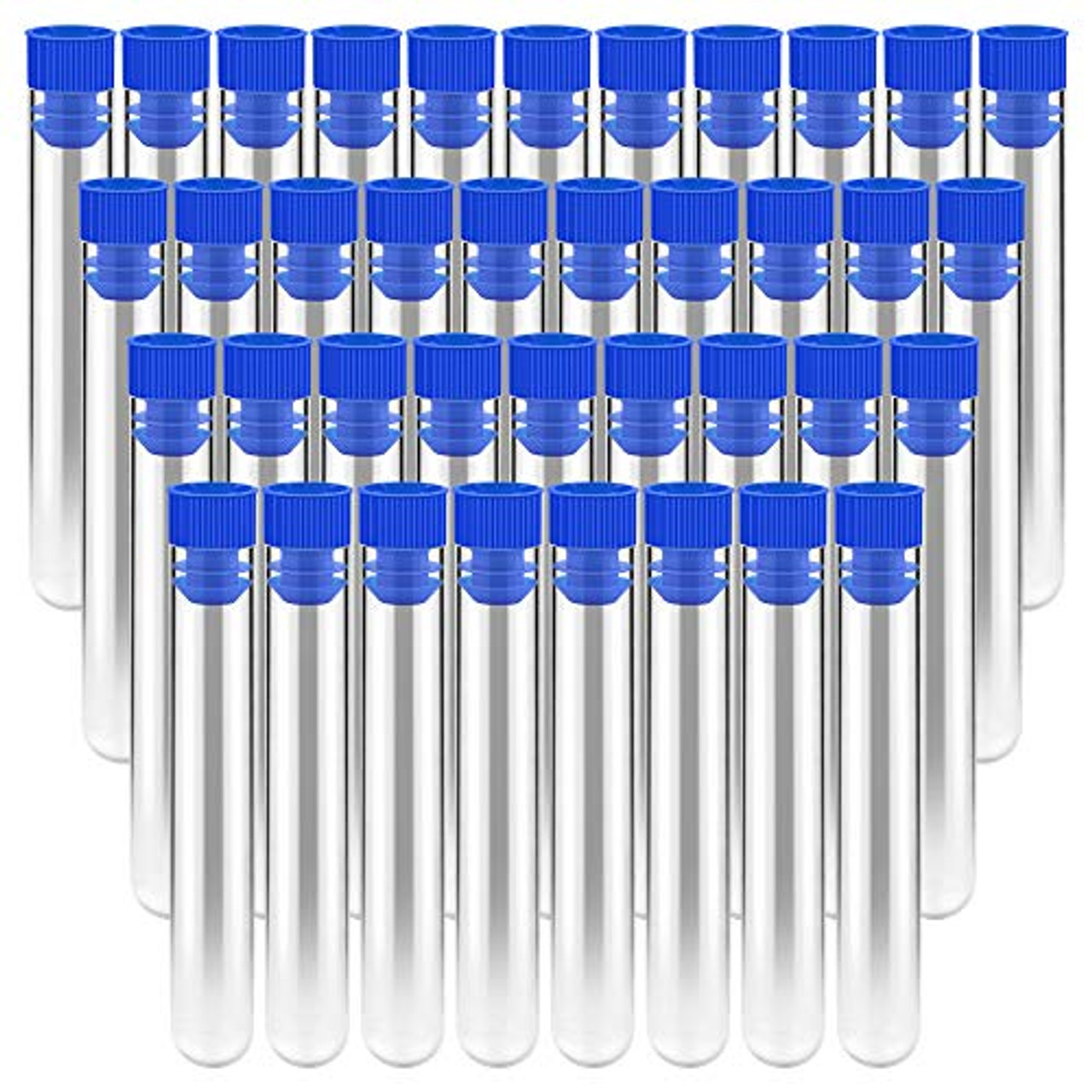 WYKOO 50 Pcs 13ml Clear Plastic Test Tubes with Blue Cap, 16x100mm Vials  Container Sample Tubes