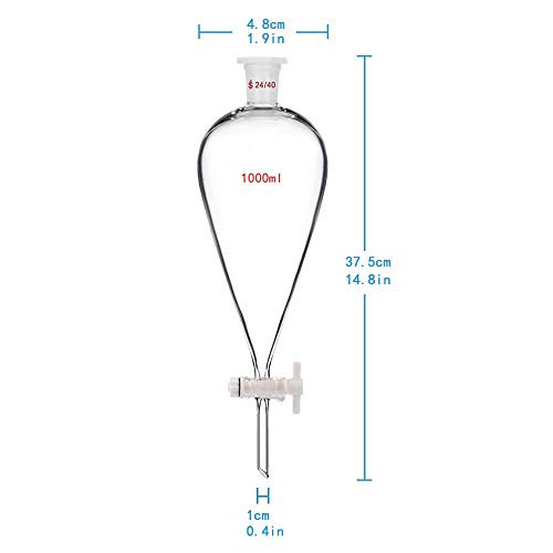 Borosilicate Glass 1000ML Separating Funnel Heavy Wall Conical
