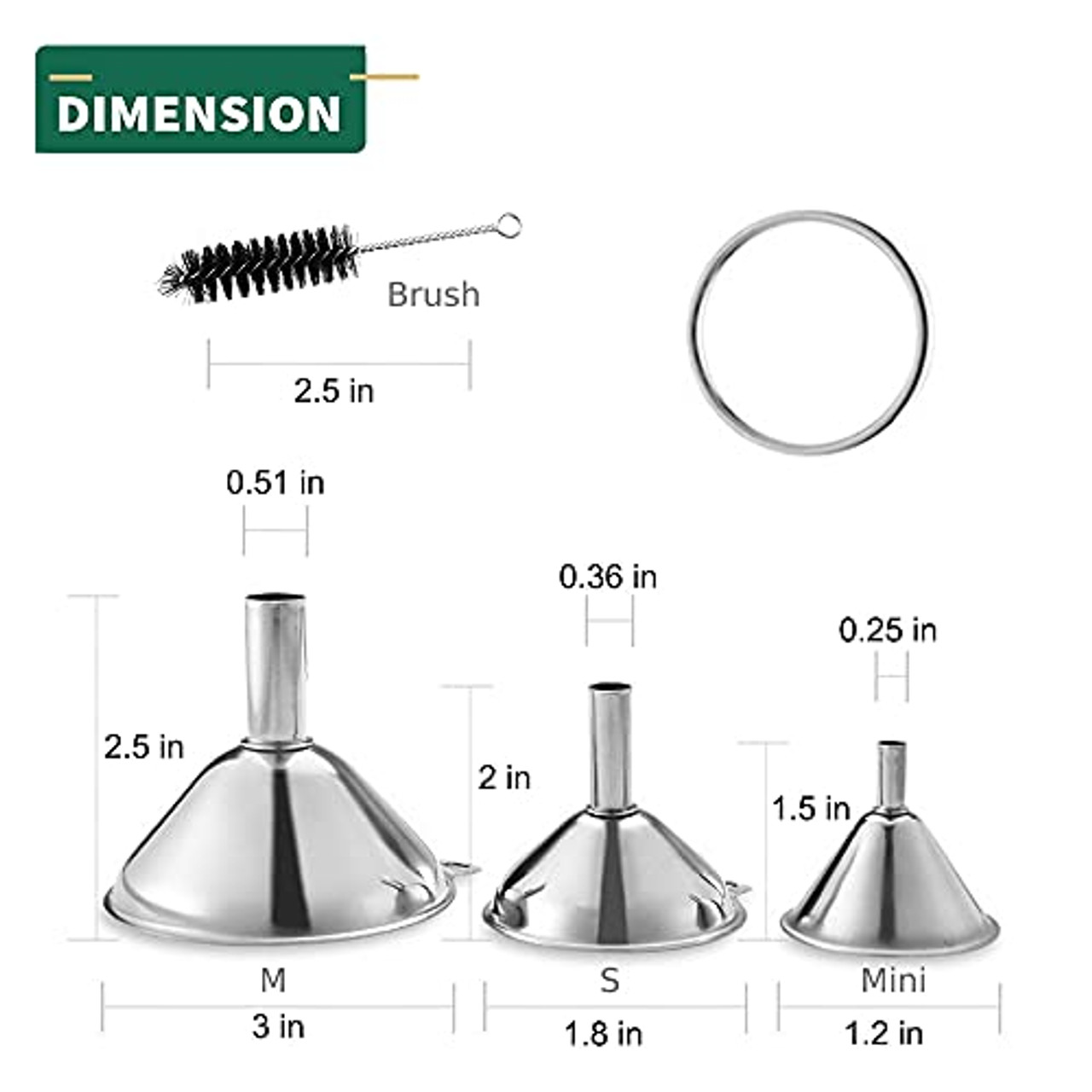 Delove Stainless Steel Funnel for Filling Bottles - Small Funnels for  Kitchen Use,Great for Liquids,Essentail