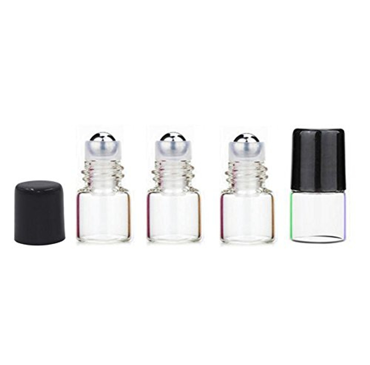 25 Pcs Clear Glass Mini Roll On Bottles Empty Essential Oil Roller Ball  Bottles Perfume Lip Blam Cosmetic Sample Vials Roller Glass Bottles  Container With Black Cap (1ml)