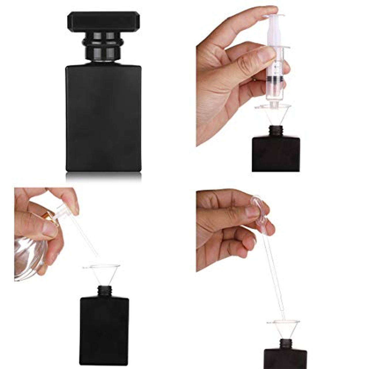 6 Pack 30ml / 1 Oz Black Assorted Refillable Perfume Bottle, Portable  Square Empty Glass Perfume Atomizer Bottle with Spray Applicator 4 Free  kinds of