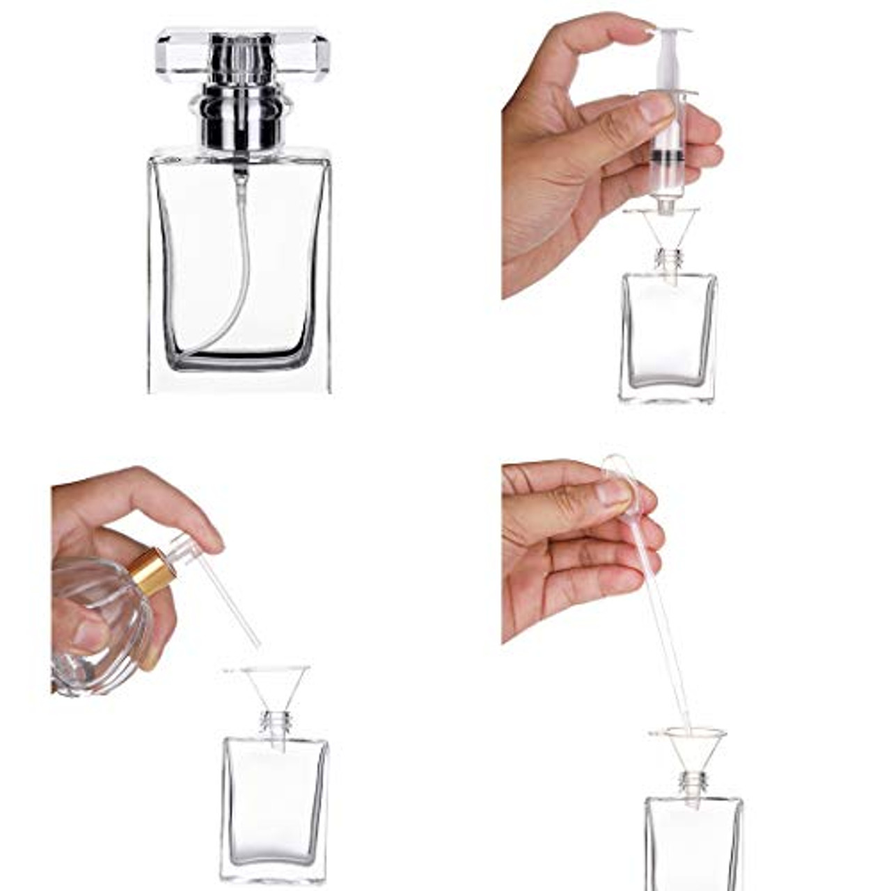 6 Pack 30ml / 1 Oz Clear Black Refillable Perfume Bottle, Portable