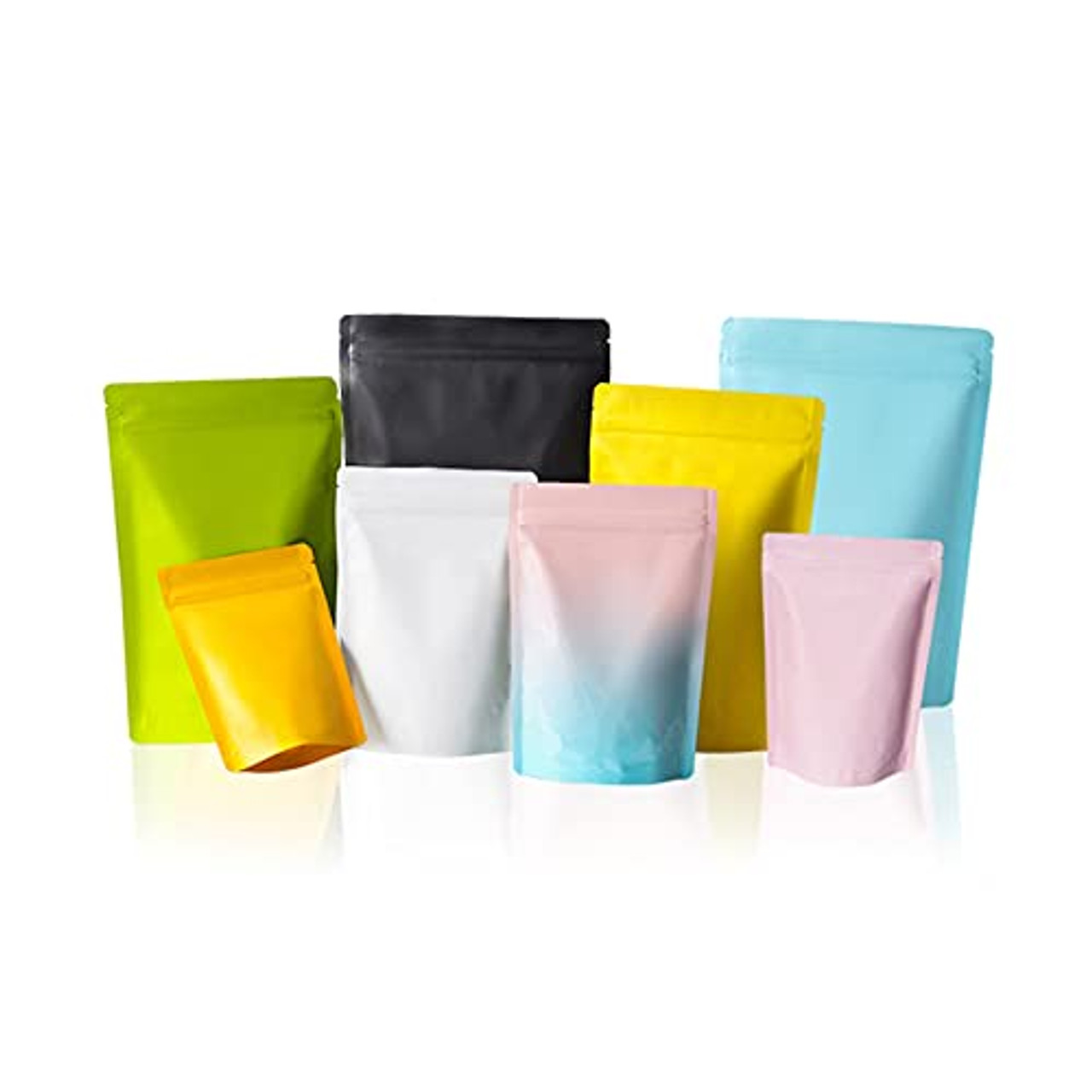 100pcs Stand-up Mylar Bags Colorful Aluminum Foil Food Safe Zipper