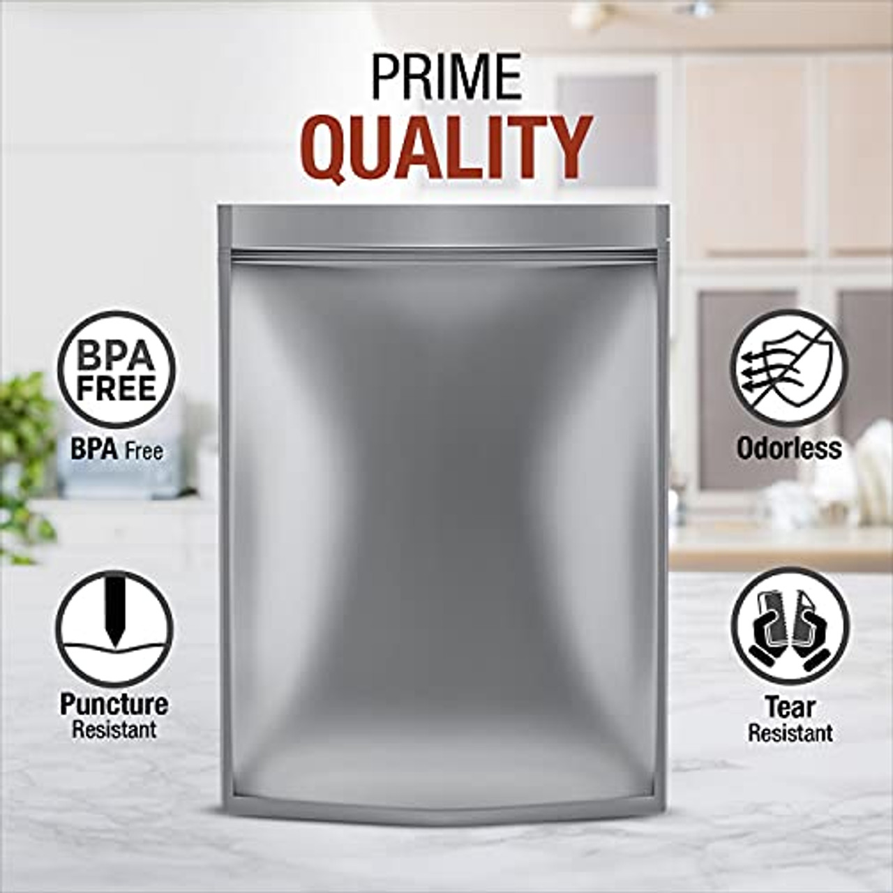 50 Mylar Bags 1 Gallon - Extra Thick 7.4 Mil - 10x14 Airtight Vacuum  Sealing Sealable Mylar Bags for Long Term Food Storage - Odor Free Heat  Resistant - Light and Moisture Proof Fresh Saver Packs