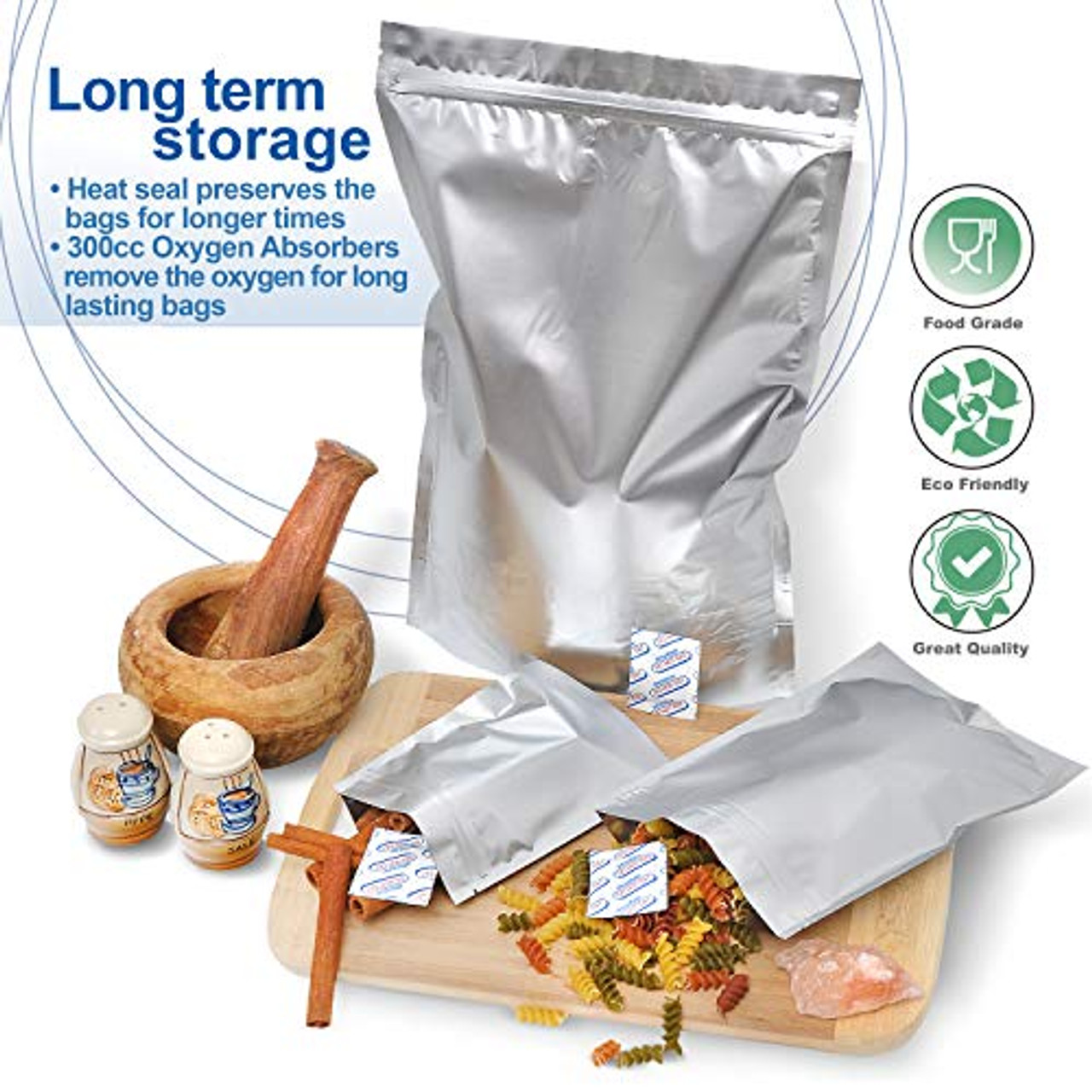 20 Pack 1.5 Gallon Long Term Storage 6 Mil Thick (Each Side) Pound Mylar Zip Seal Bags. 12” x 16” Aluminum Layer, Food Grade, Smell Proof Pouch.