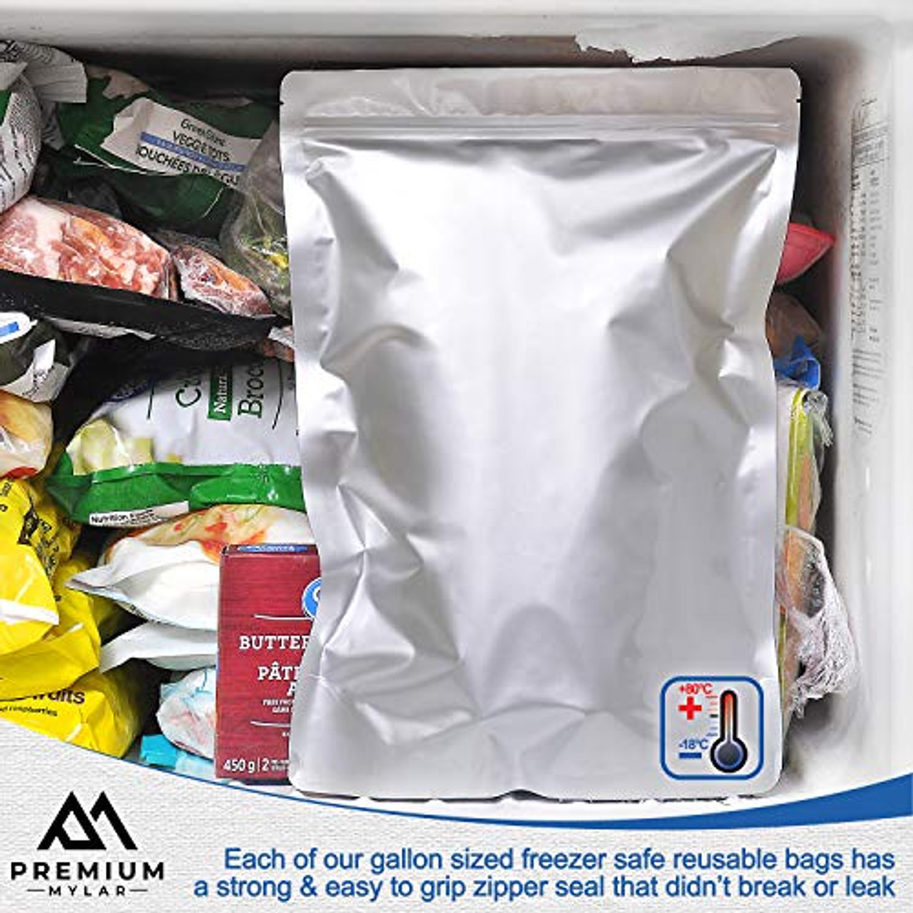 50 Pcs 1.5 Gallon Mylar Bags for Food Storage, Heat Sealable Bags Storage Bags for Food, Coffee Beans, Tea, Grains, etc. (11.8 x 15.7 inch )